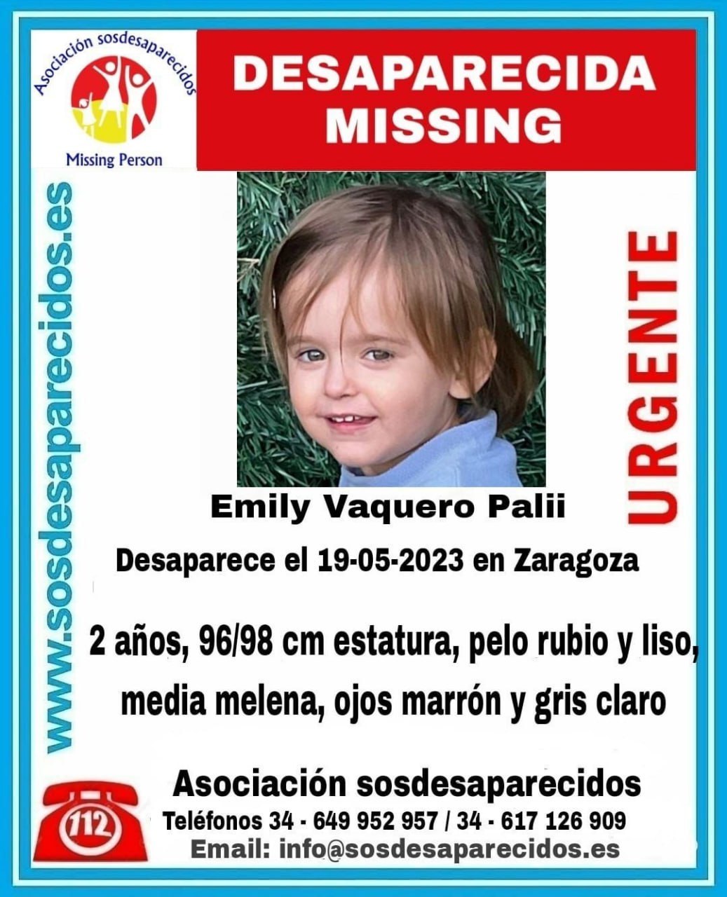 Alerta de desaparición de Emily Vaquero Palii