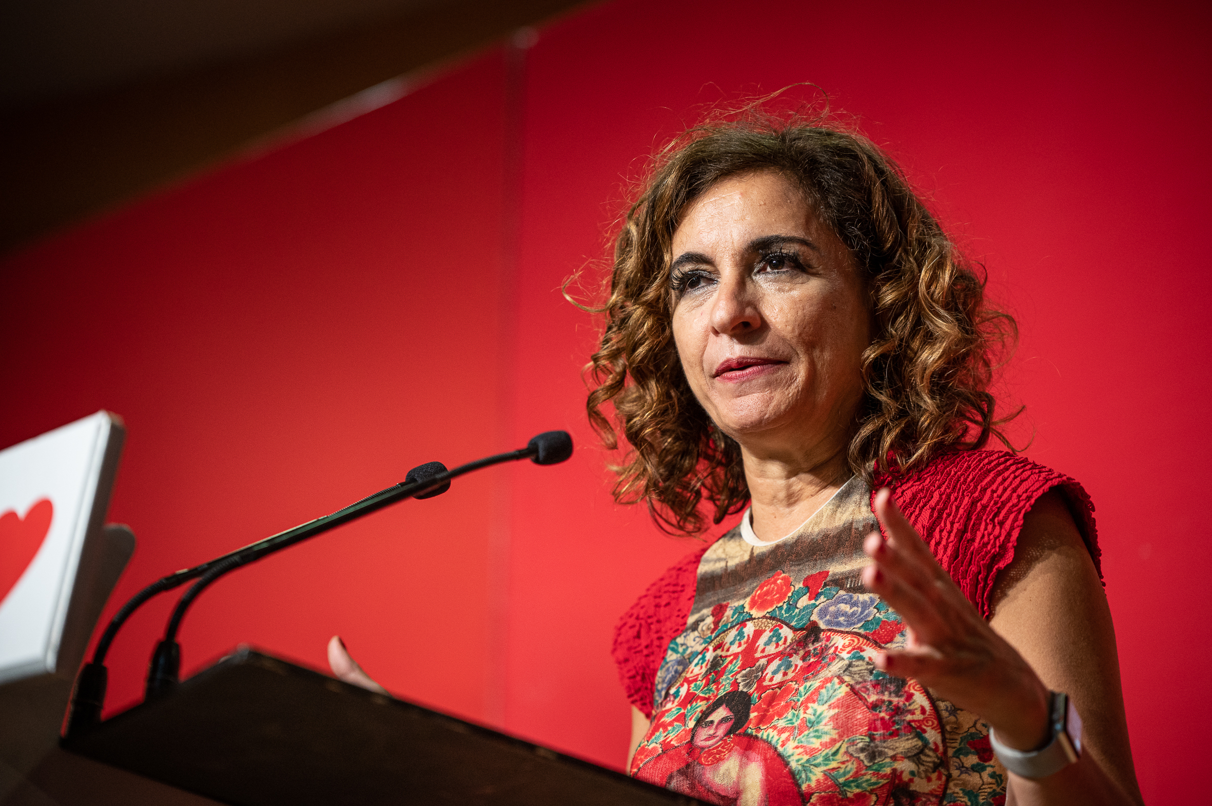 La ministra de Hacienda, María Jesús Montero, en un acto electoral del PSOE.