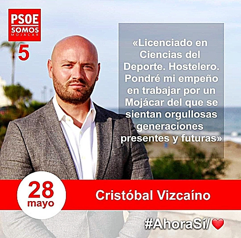 Cartel electoral del PSOE con Cristóbal Vizcaíno.