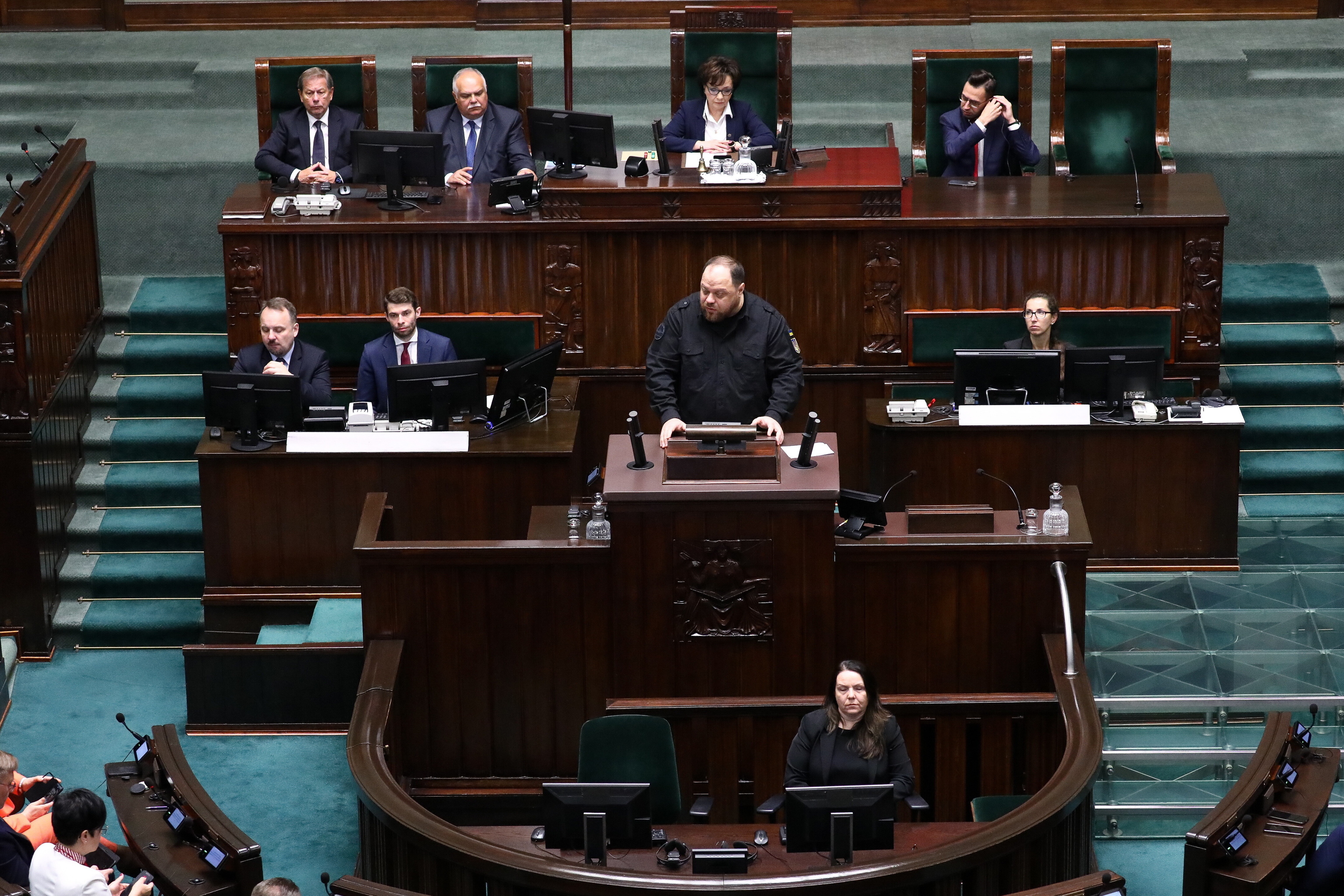 El presidente de la Rada Suprema o el Consejo Supremo (parlamento de Ucrania) en el Parlamento de Polonia.