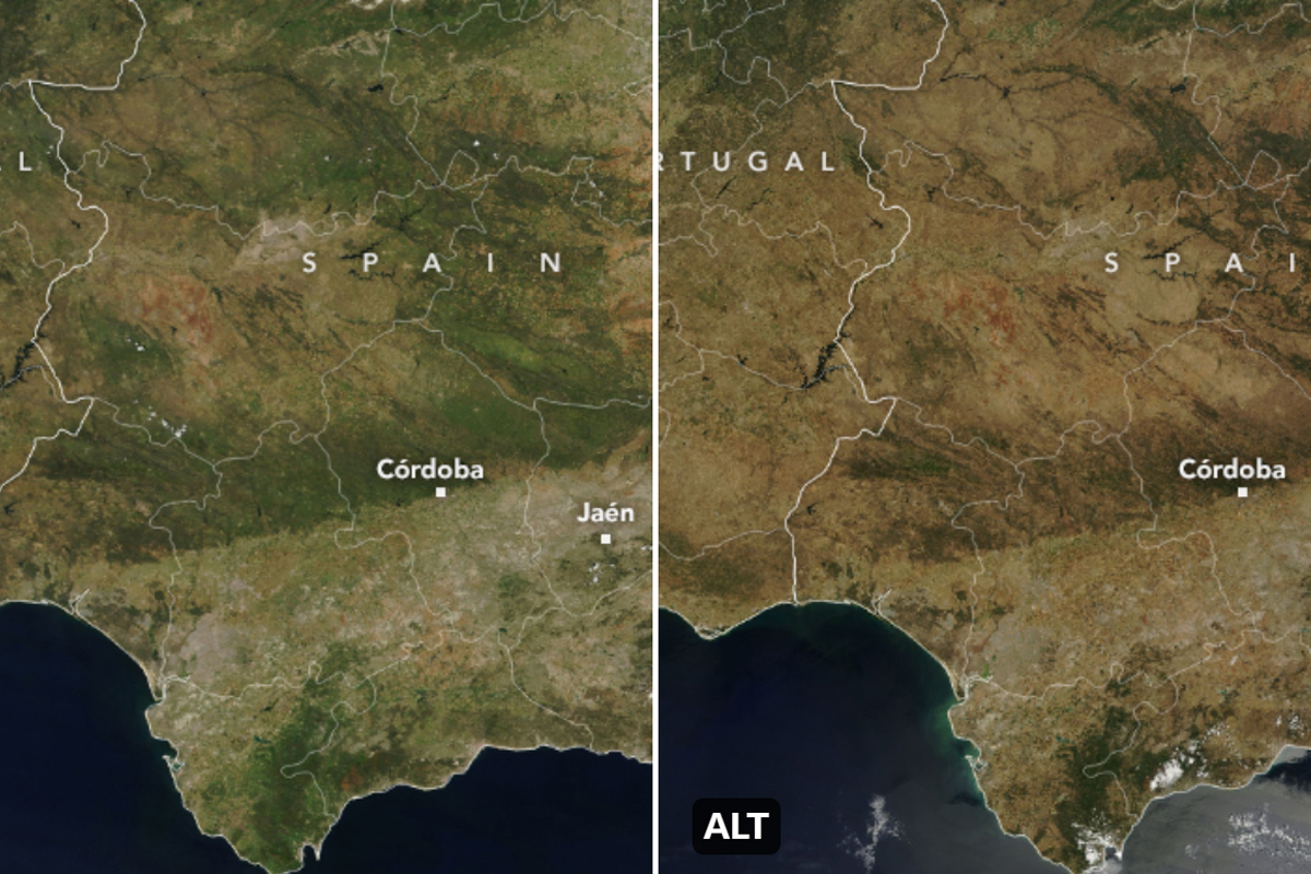 El sur de España en 2022 y en 2023.