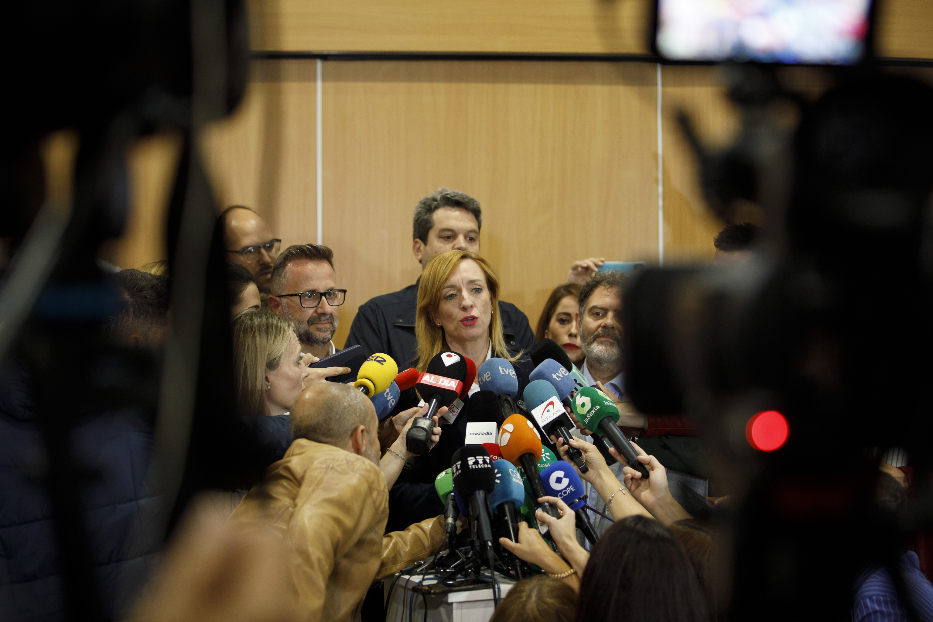 La alcaldesa de Maracena, Berta Linares, este viernes en una comparecencia en el Ayuntamiento .