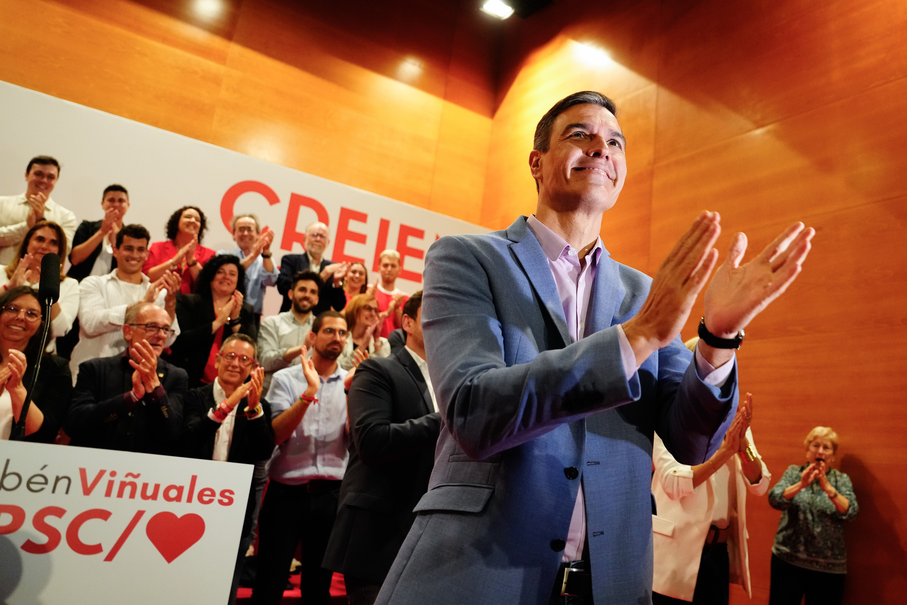 El presidente del Gobierno, Pedro Snchez, este viernes durante un mitin en Tarragona.