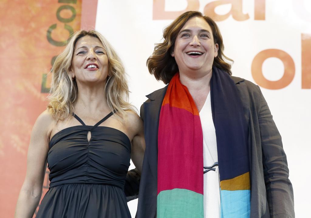 Yolanda Díaz y Ada Colau en el cierre de campaña de Barcelona en Comú.