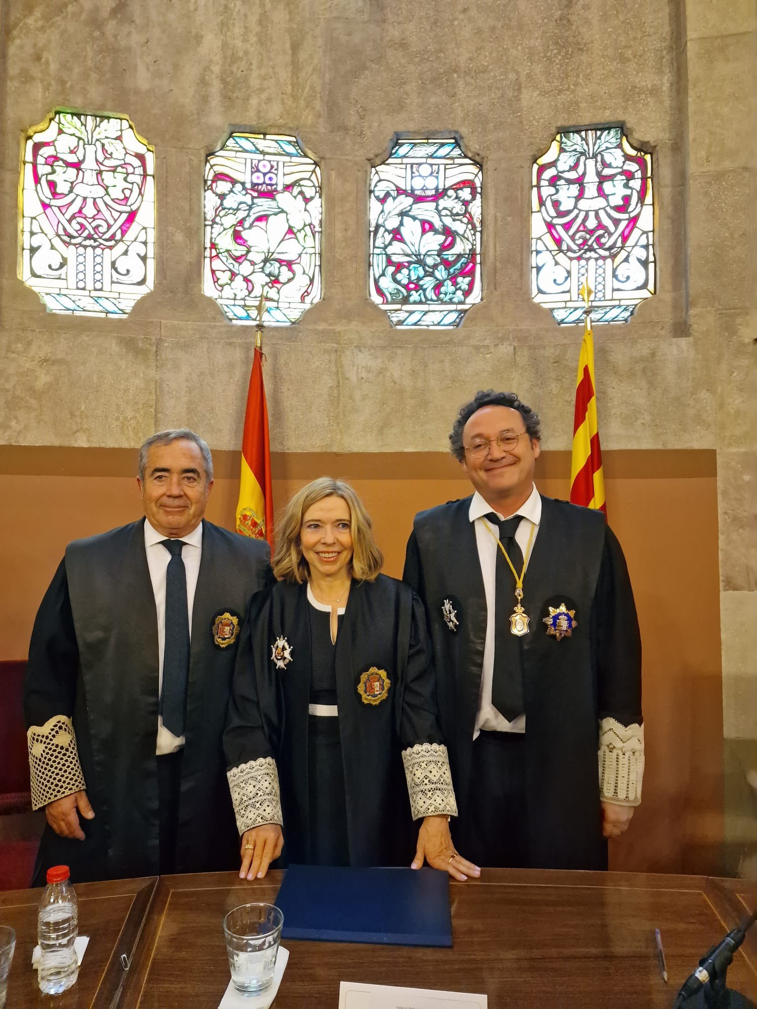 El fiscal general con la nueva fiscal jefe de Barcelona y el fiscal superior de Catalunya