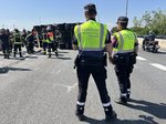 Un accidente entre dos camiones provoca grandes retenciones en la salida de Madrid por la A-4