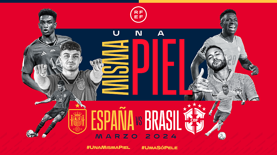 Cartel del amistoso entre las selecciones de Espaa y Brasil en marzo de 2024.