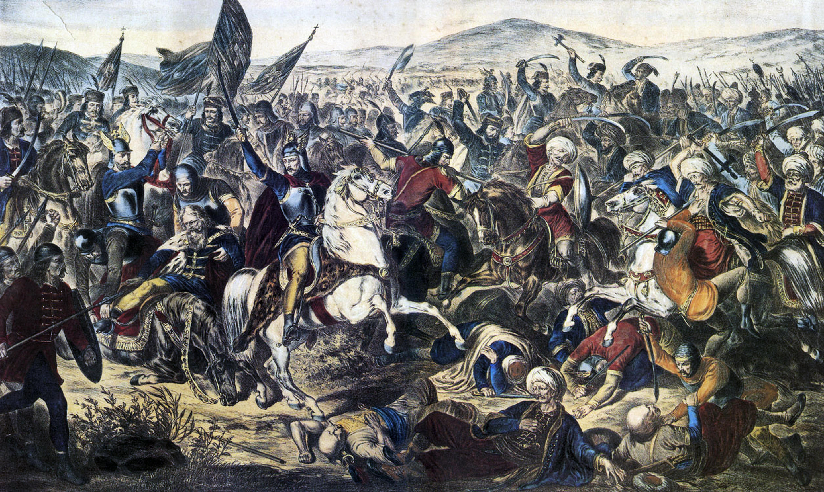 La batalla del campo de los Mirlos,  pintada en 1870 por Adam Stefanovic.