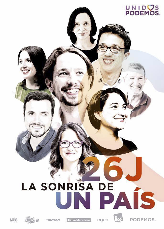 Cartel de Unidos Podemos para las elecciones del 26 de junio de 2016.
