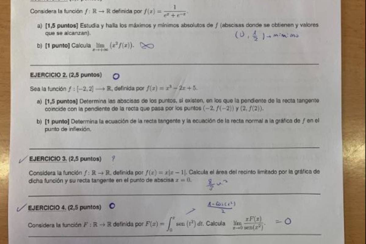 El examen de Matemáticas II de la Selectividad en Andalucía.