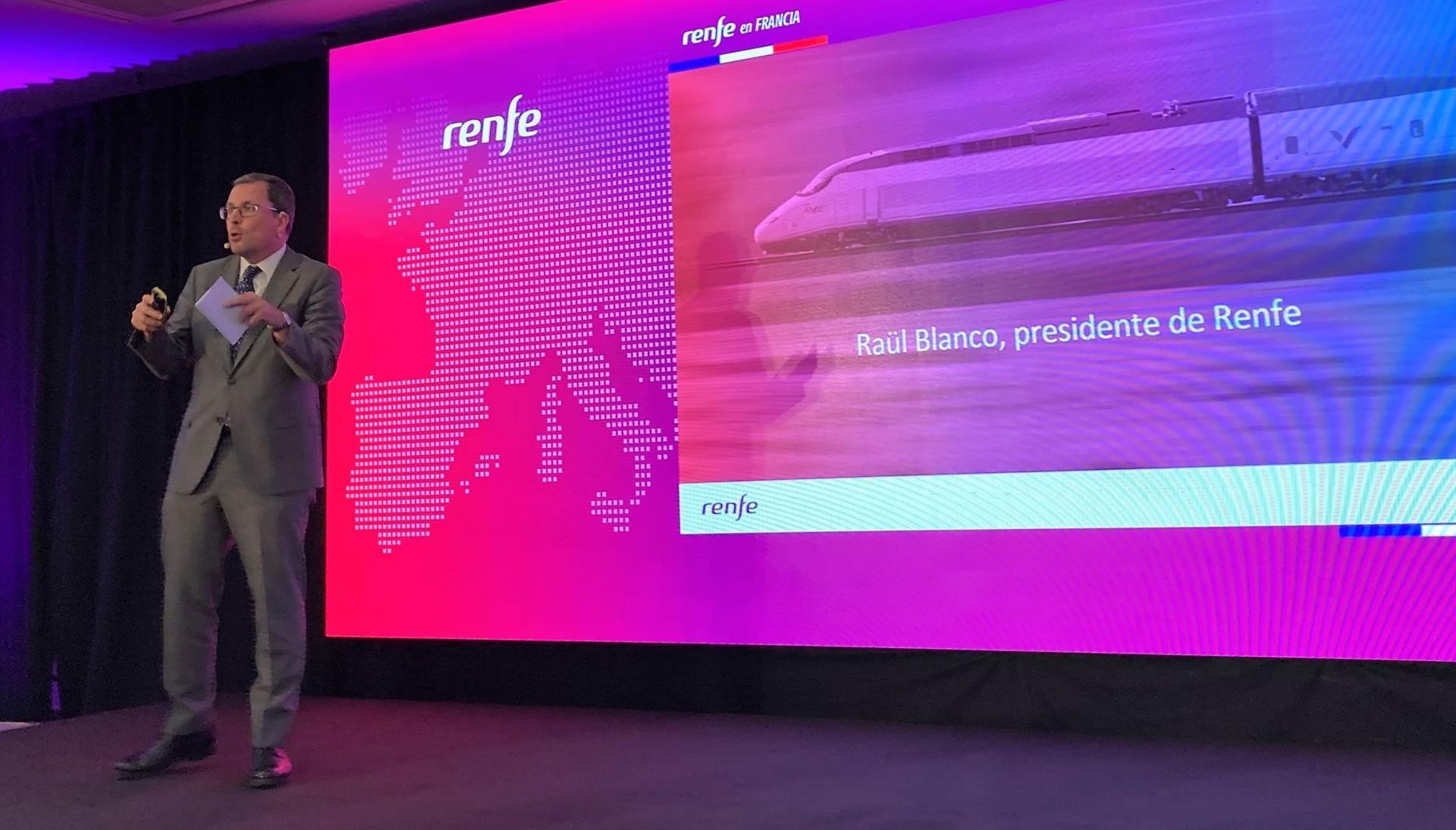 El presidente de Renfe, Raül Blanco, explica los detalles de la ruta del AVE a Francia.
