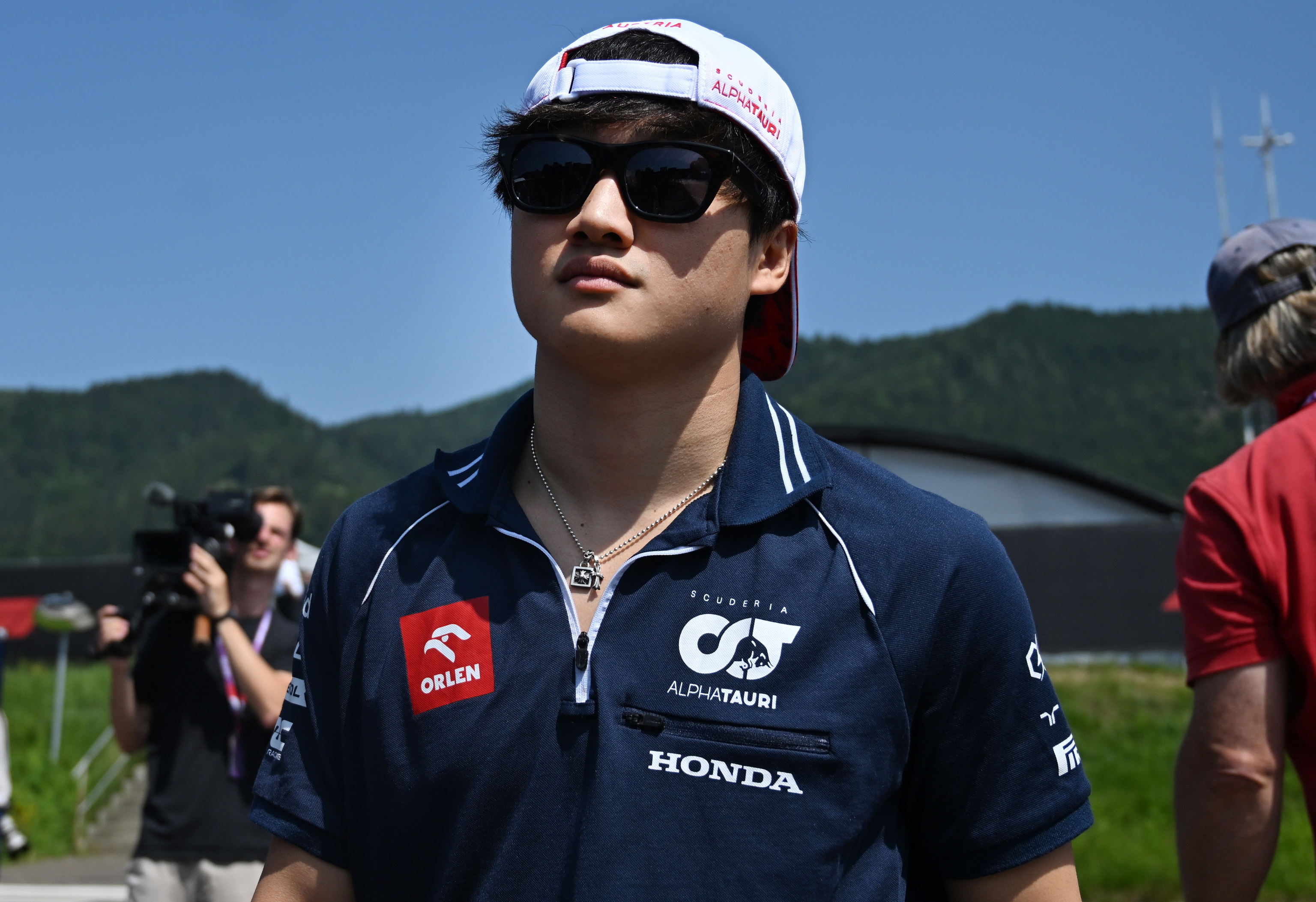 Tsunoda, upon arrival at the Red Bull Ring in Austria.