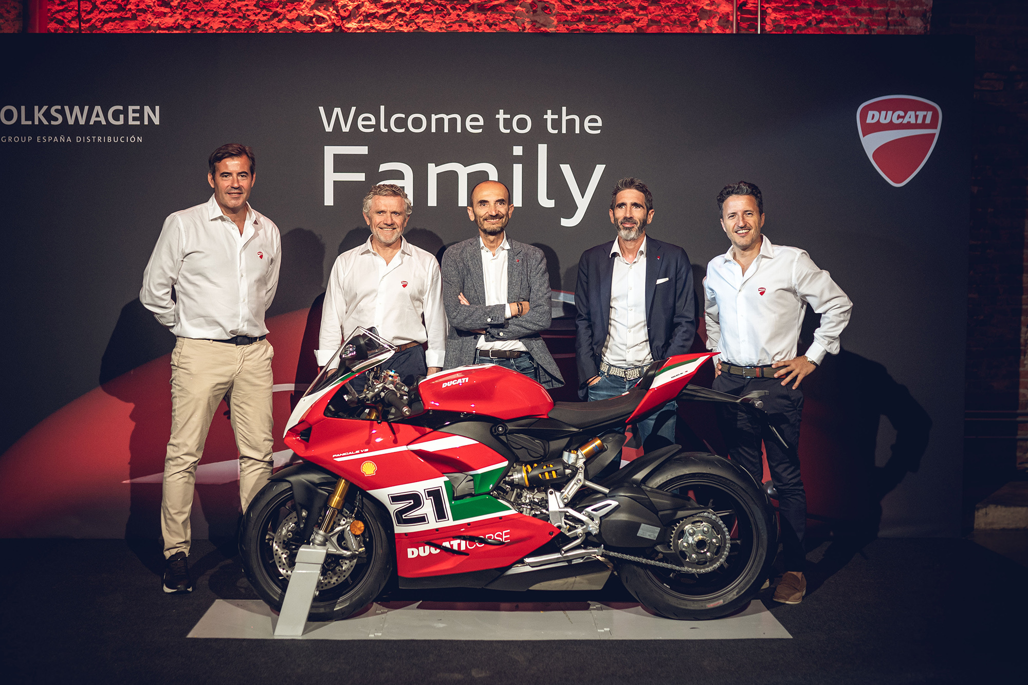 Desde la izda: Aparicio (Audi España); Pérez-Botello (VGED), Domenicali (Ducati); Milicia (Ducati) y López Panisello (Ducati España y Portugal).