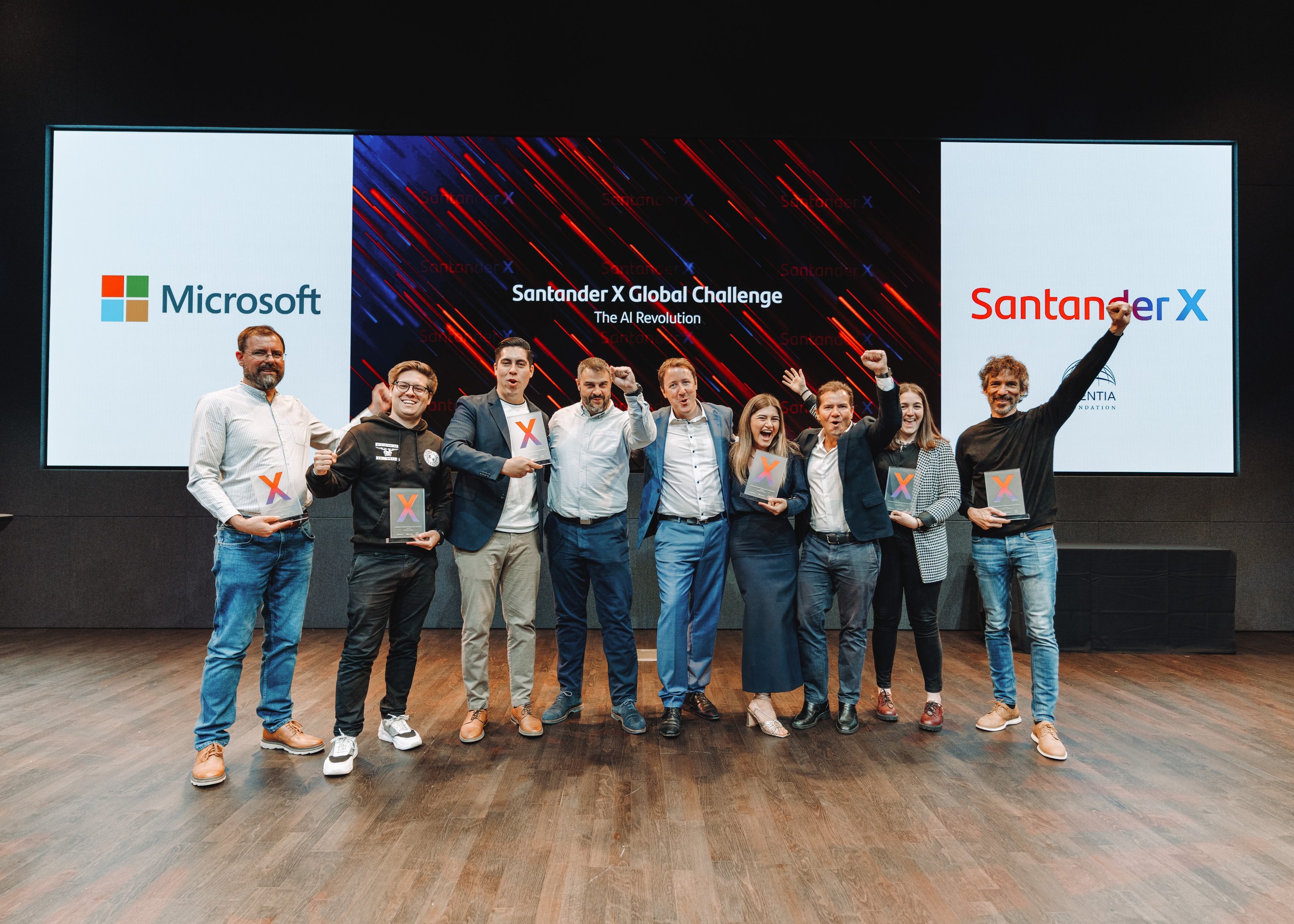 Imagen de grupo de los ganadores de los Santander X Global Awards / The AI Revolution.
