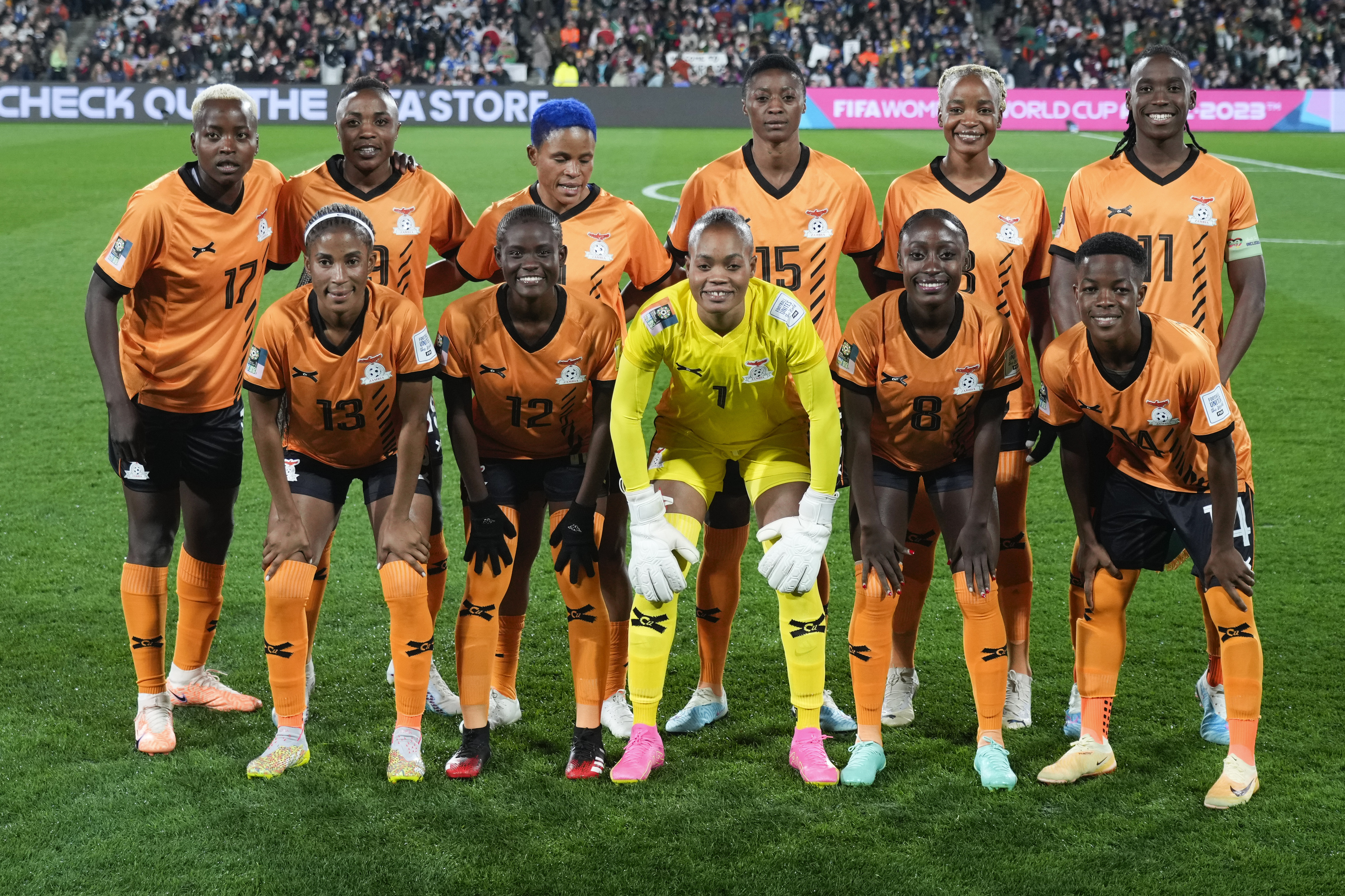 Las jugadoras de Zambia en el posado previo al partido contra Japn del pasado sbado.
