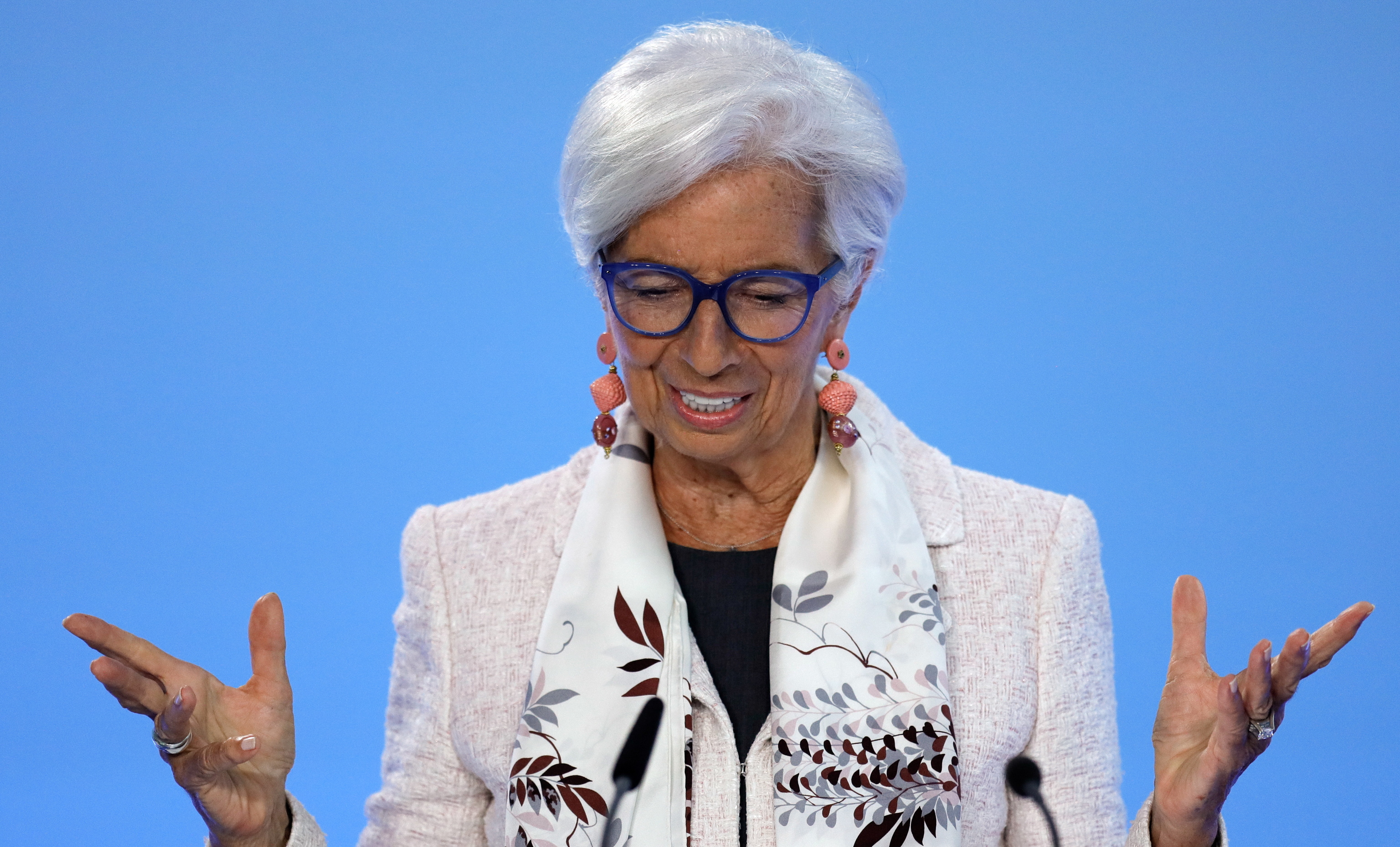 La presidenta del BCE, Christine Lagarde, durante la comparecencia de este jueves en Frncort.