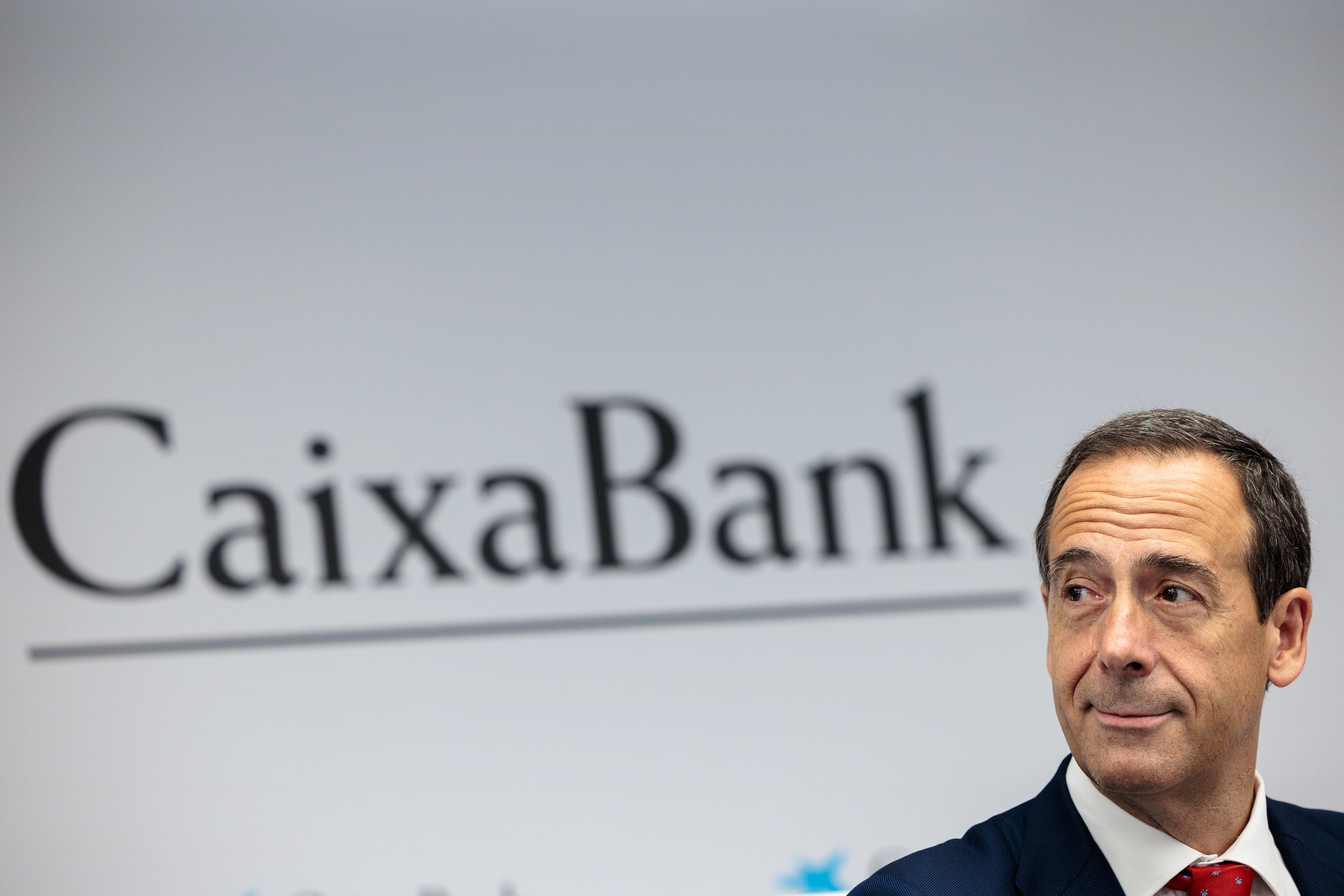 El consejero delegado de CaixaBank, Gonzalo Gortázar, durante la presentación de resultados del primer semestre.