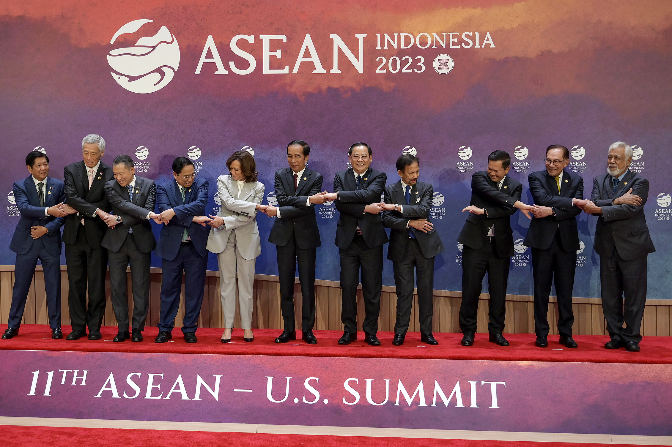 Jefes de Estado participantes en la Cumbre de Naciones del Sudeste Asiático (ASEAN)-Estados Unidos en Yakarta.