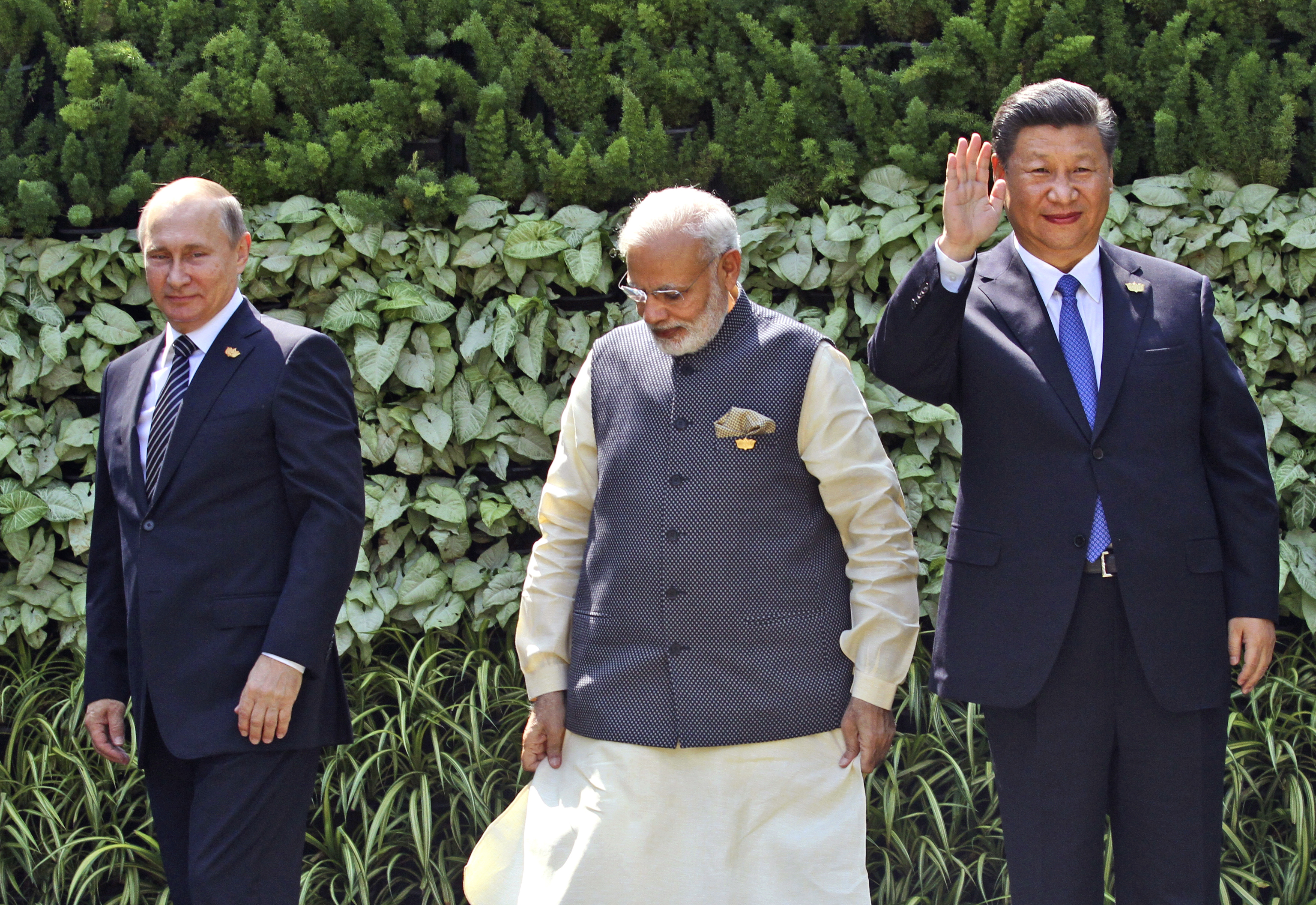 Putin, Modi y Xi Jinping, en octubre de 2016.
