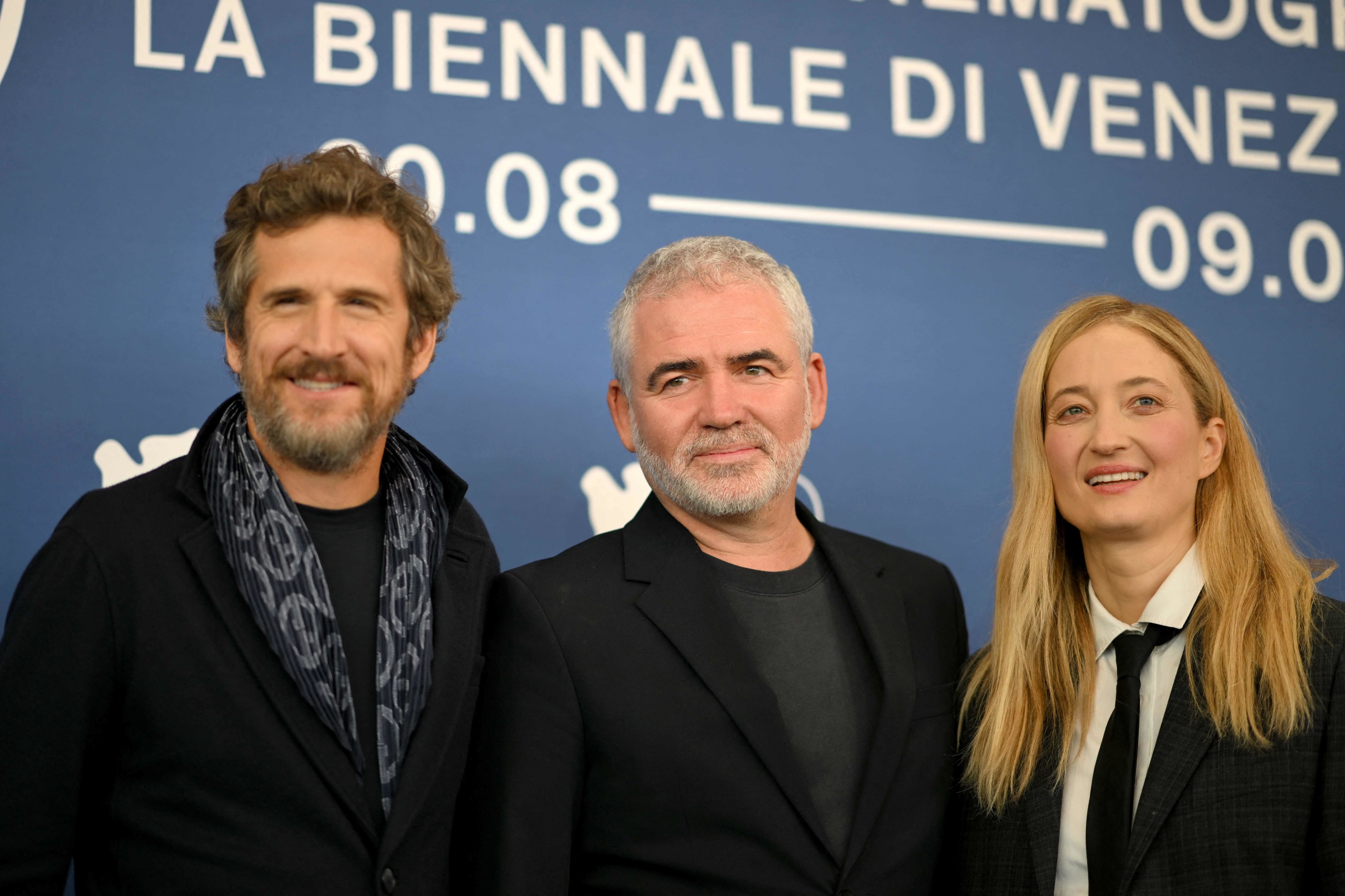 Guillaume Canet, Stéphane Brizé y Alba Rohrwacher, en la presentación de 'Hors saison'