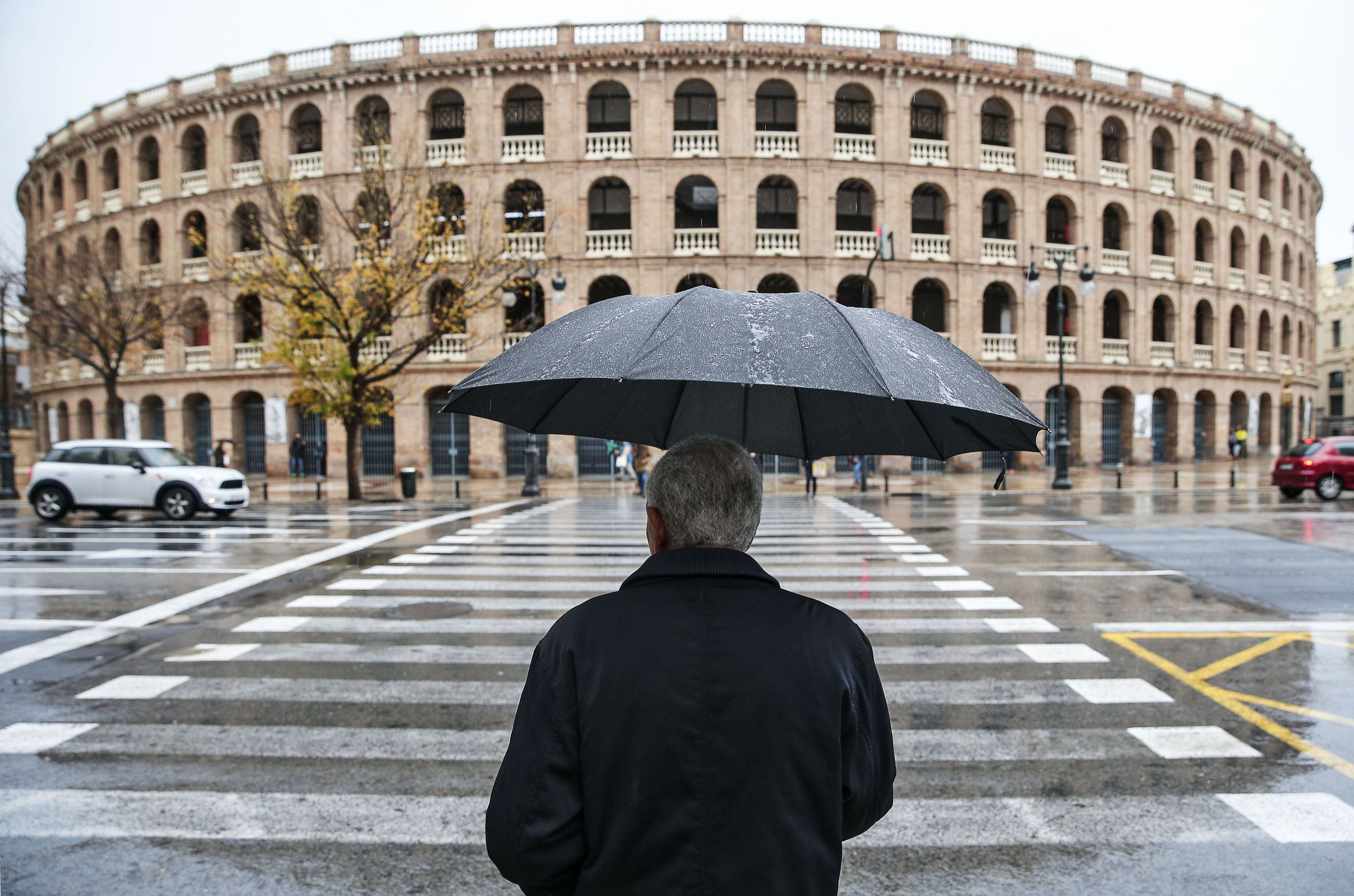 Día de lluvia en el centro de Valencia.