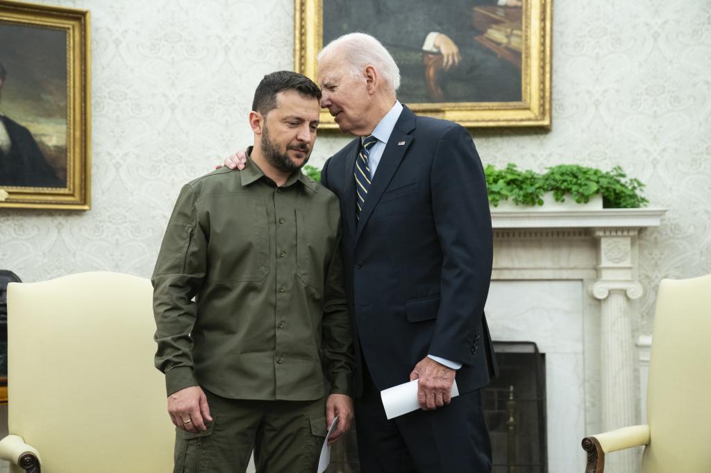 Los presidentes Biden y Zelenski pa semana pasada en la Casa Blanca.