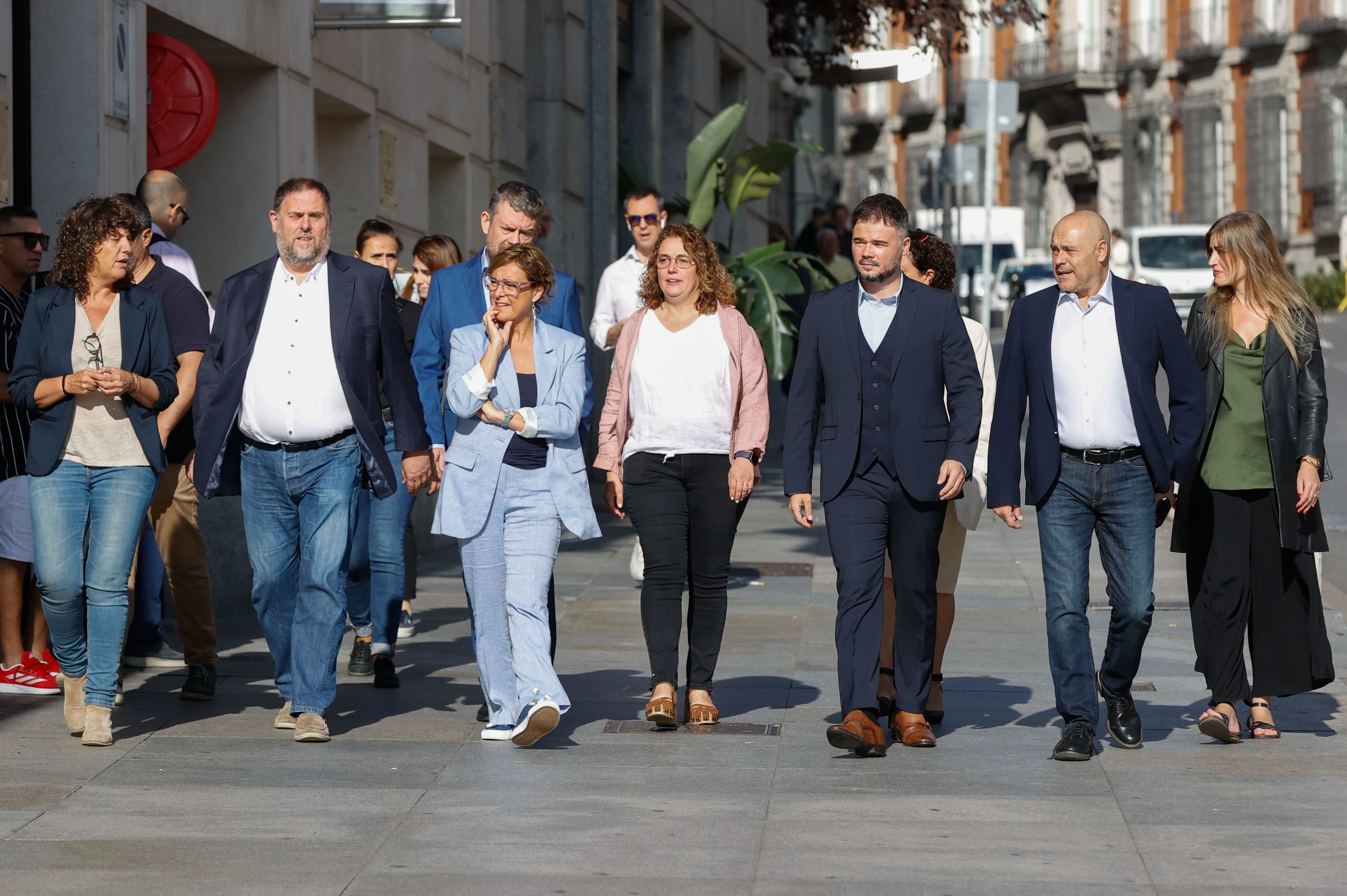 Oriol Junqueras junto a miembros de ERC en el Congreso
