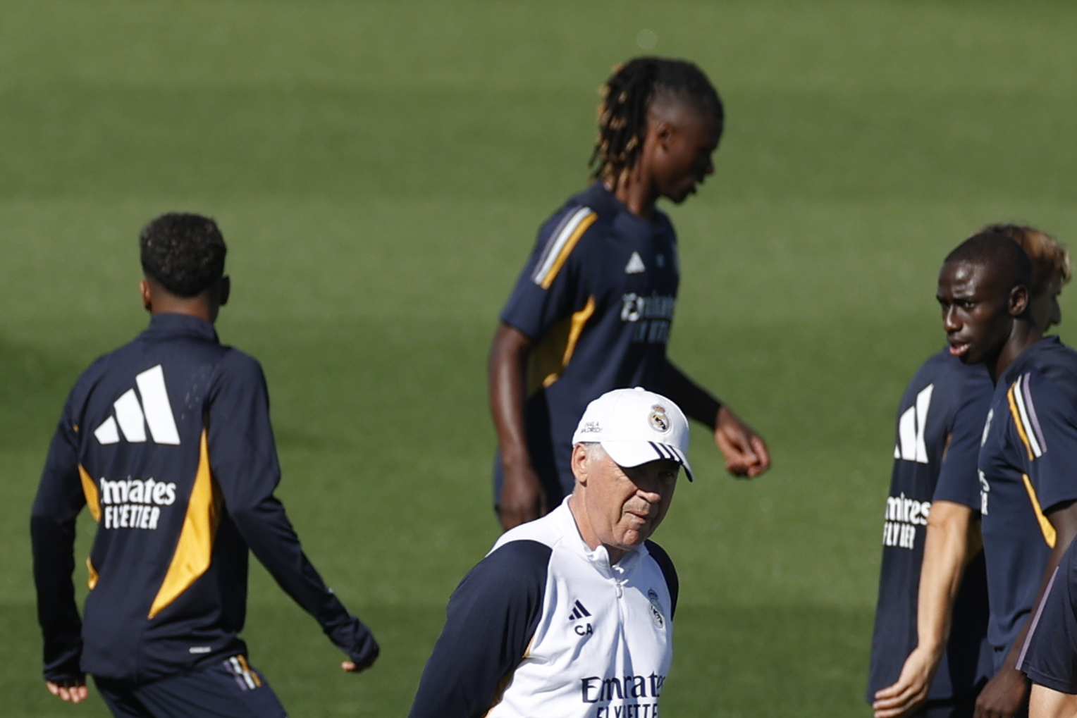 Ancelotti, en el entrenamiento.