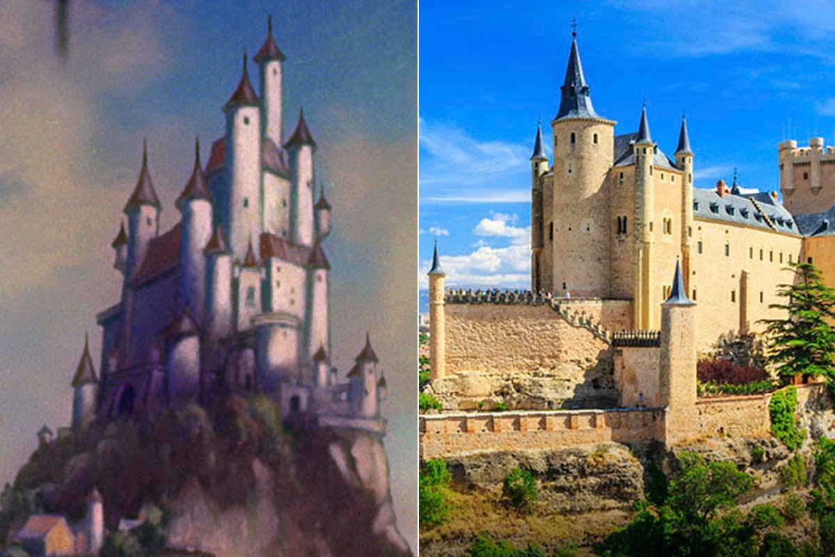 El castillo de Blancanieves (izda) junto al Alcálzar de Segovia.