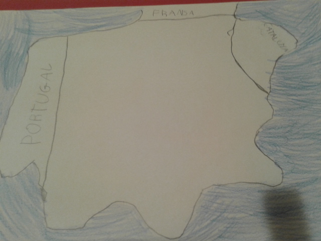 El mapa que pintó la hija de N. F., que marcó Francia, Portugal y Cataluña pero no España.