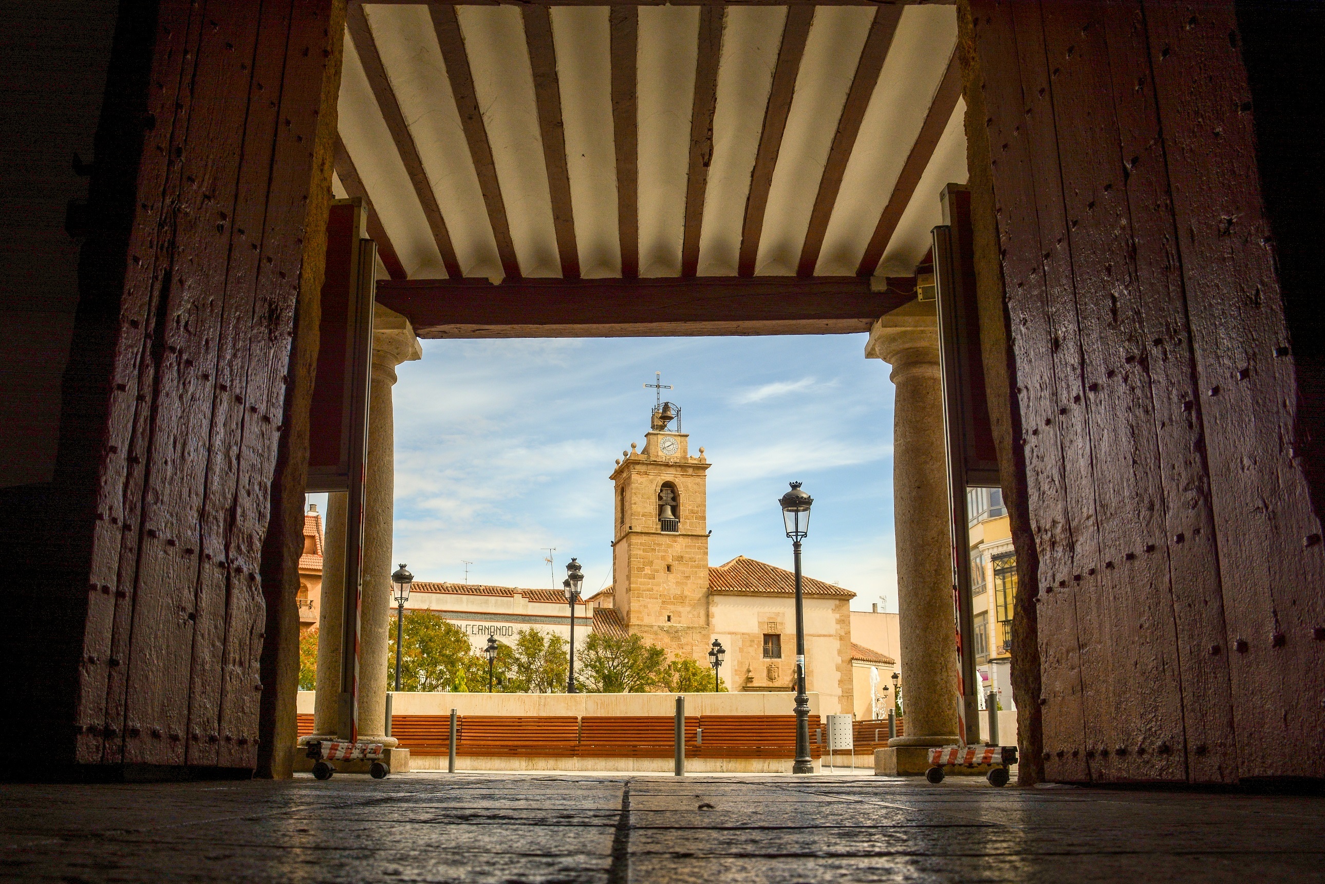Vista de la Plaza de España desde La Posada de Tomelloso.