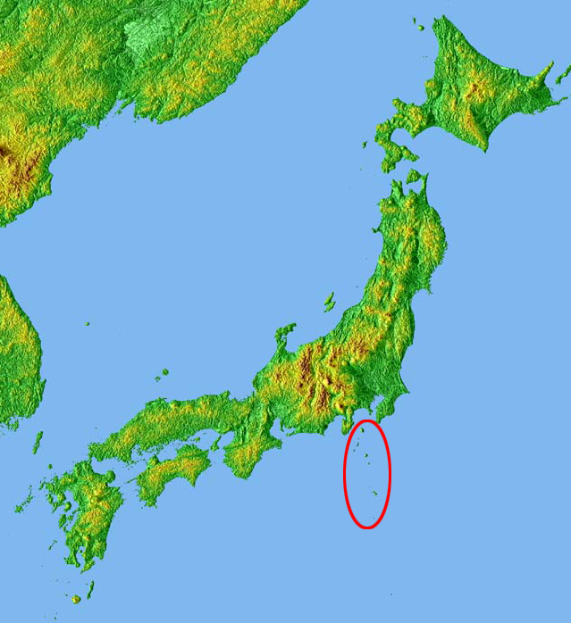 Localizacin del archipilago de las islas Izu.