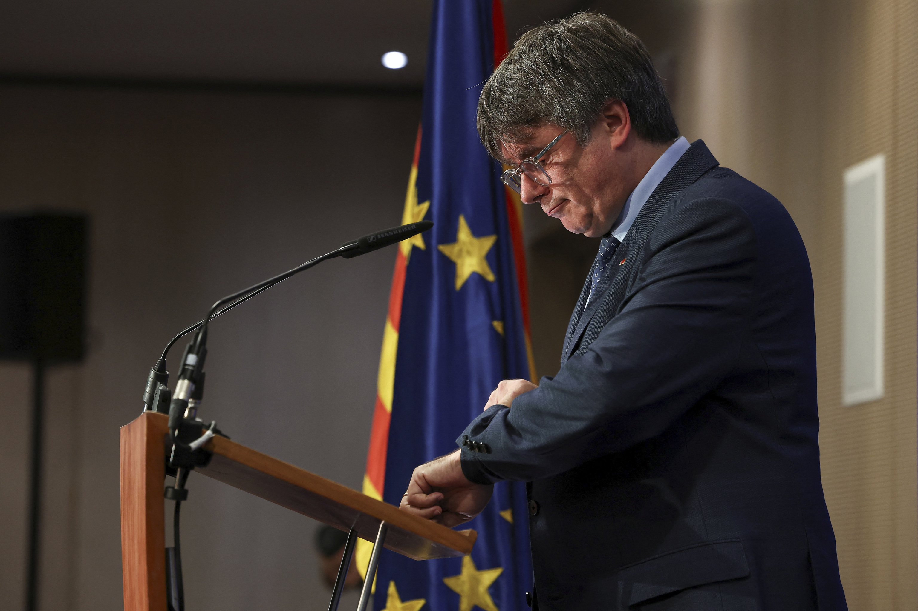 Carles Puigdemont, durante una conferencia de prensa en Bruselas.