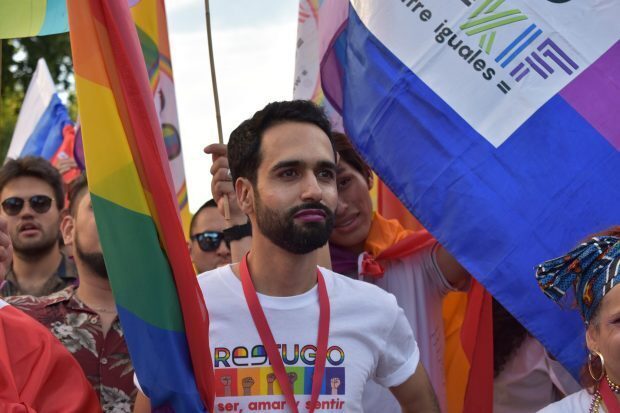 El activista LGTBI, Samir Bargachi durante el Orgullo