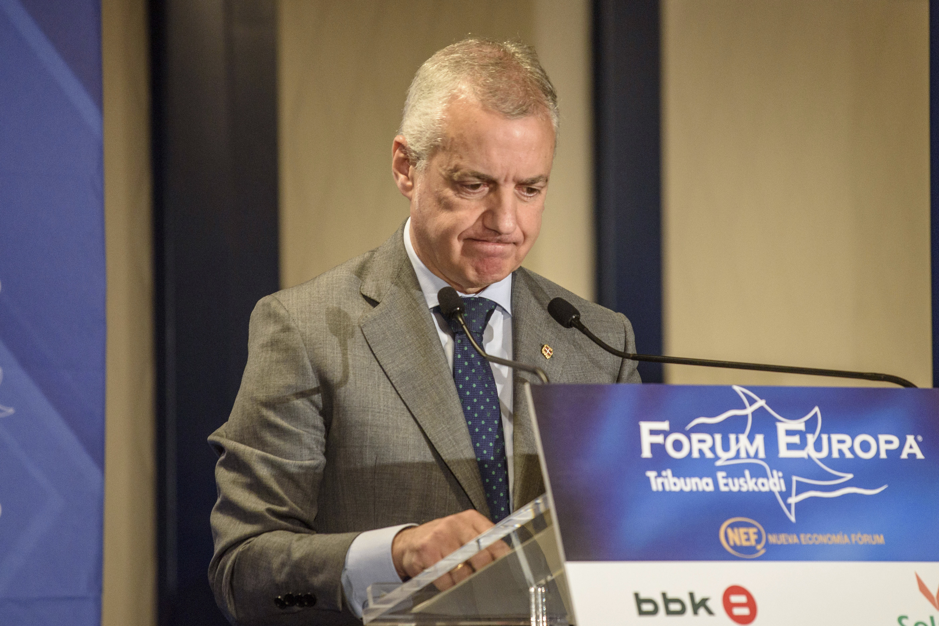 El lehendakari Iigo Urkullu durante su ltima intervencin en el Forum Europa Tribuna Euskadi en Bilbao.