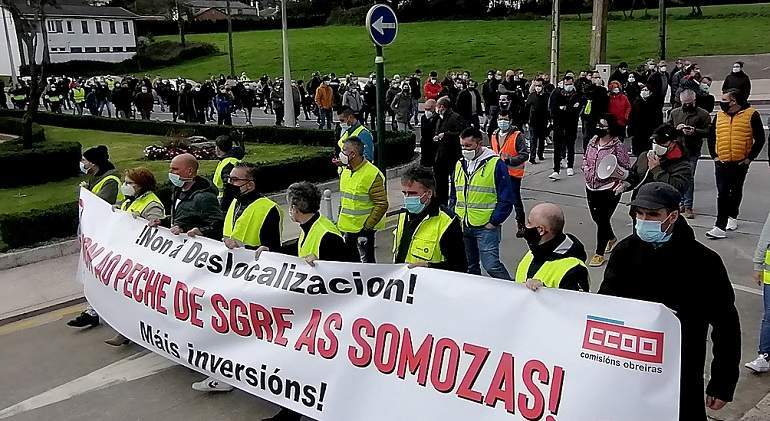 Protestas de trabajadores de Siemens Gamesa en 2020.