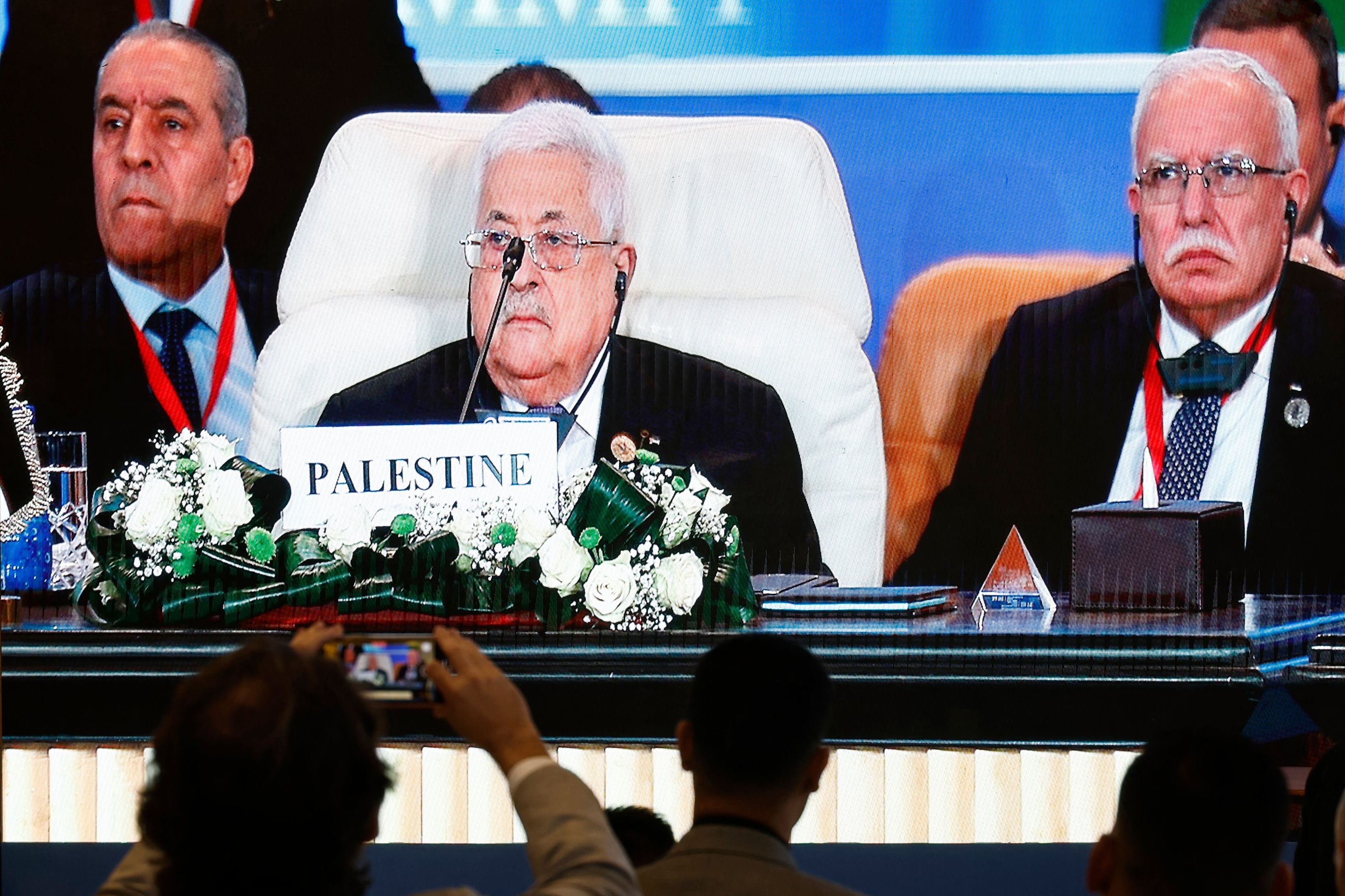 Presidente palestino Mahmud Abbas en la Cumbre por la Paz de El Cairo.