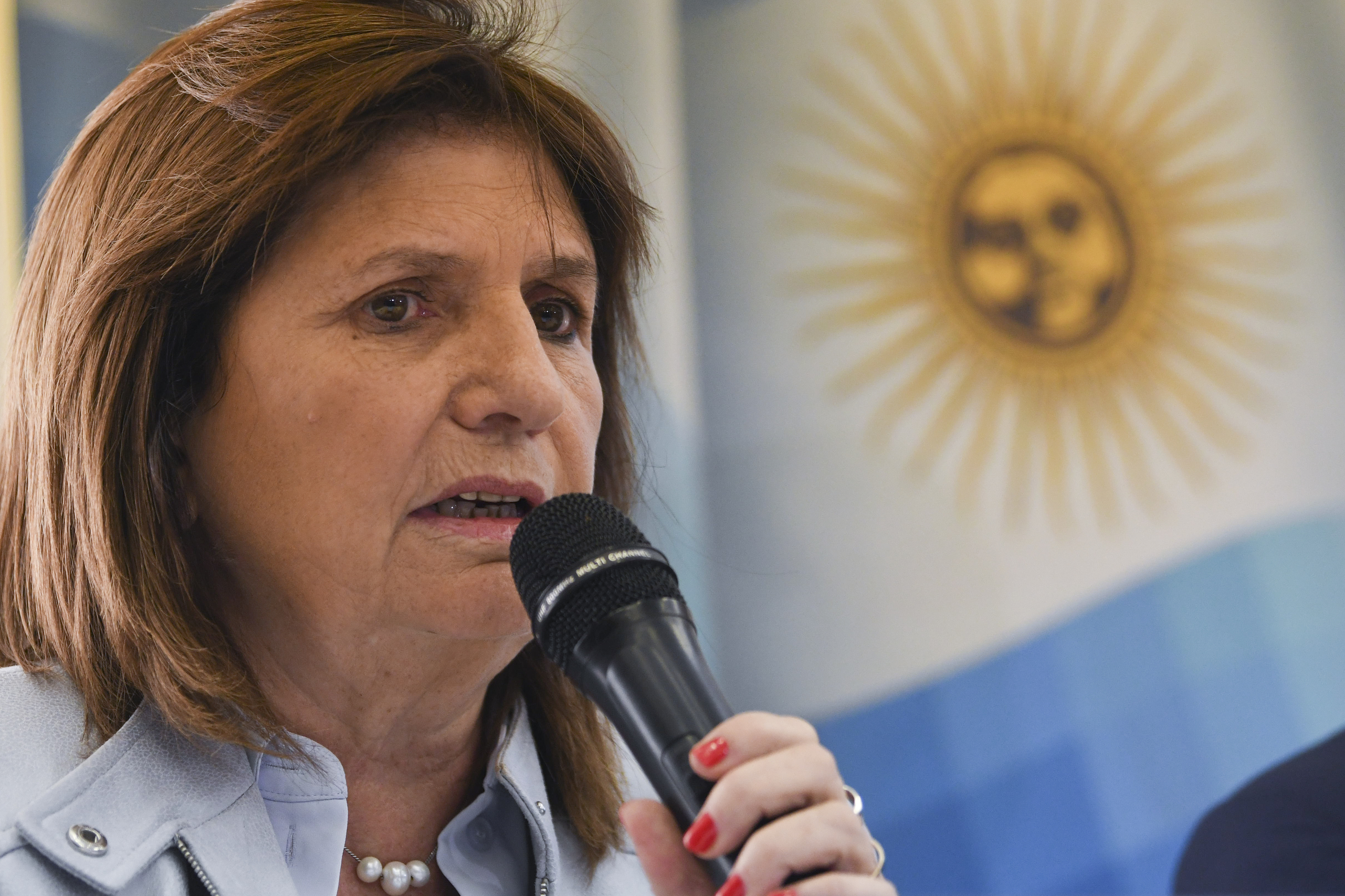 Patricia Bullrich, en rueda de prensa, en Buenos Aires, este mircoles.