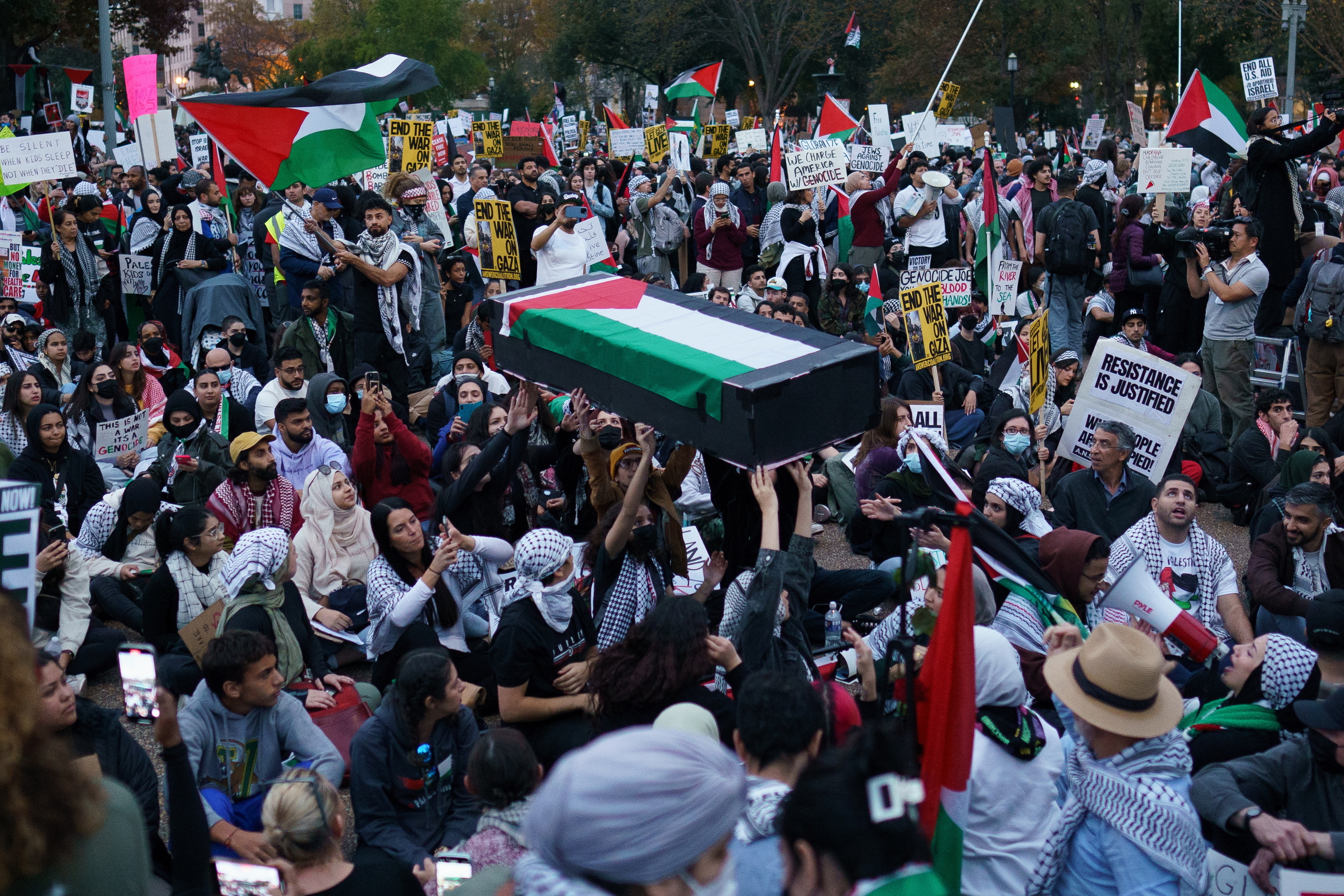 Protesta en solidaridad con el pueblo palestino en Washington.