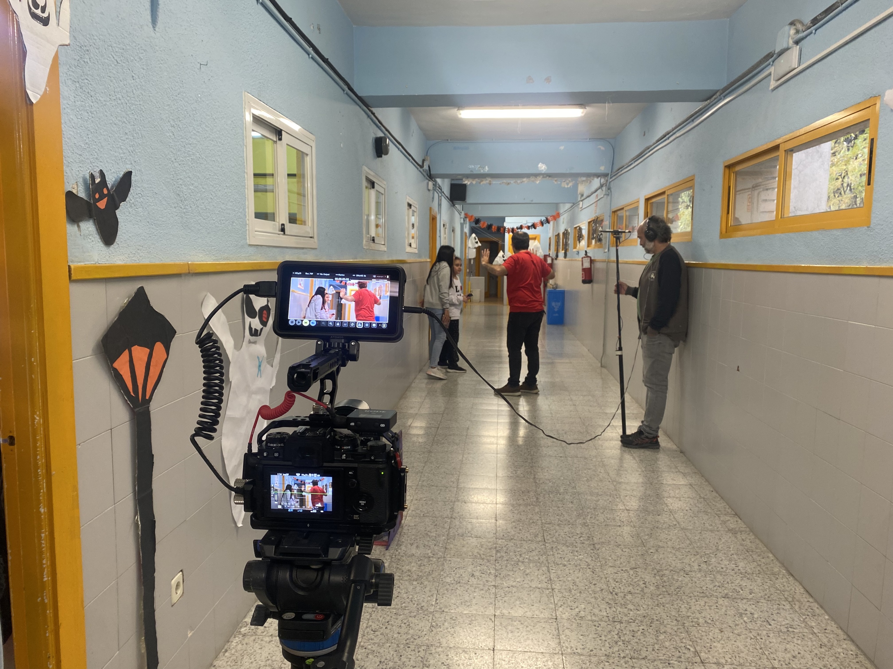 Grabación del corto en las instalaciones del CEIP Honduras.