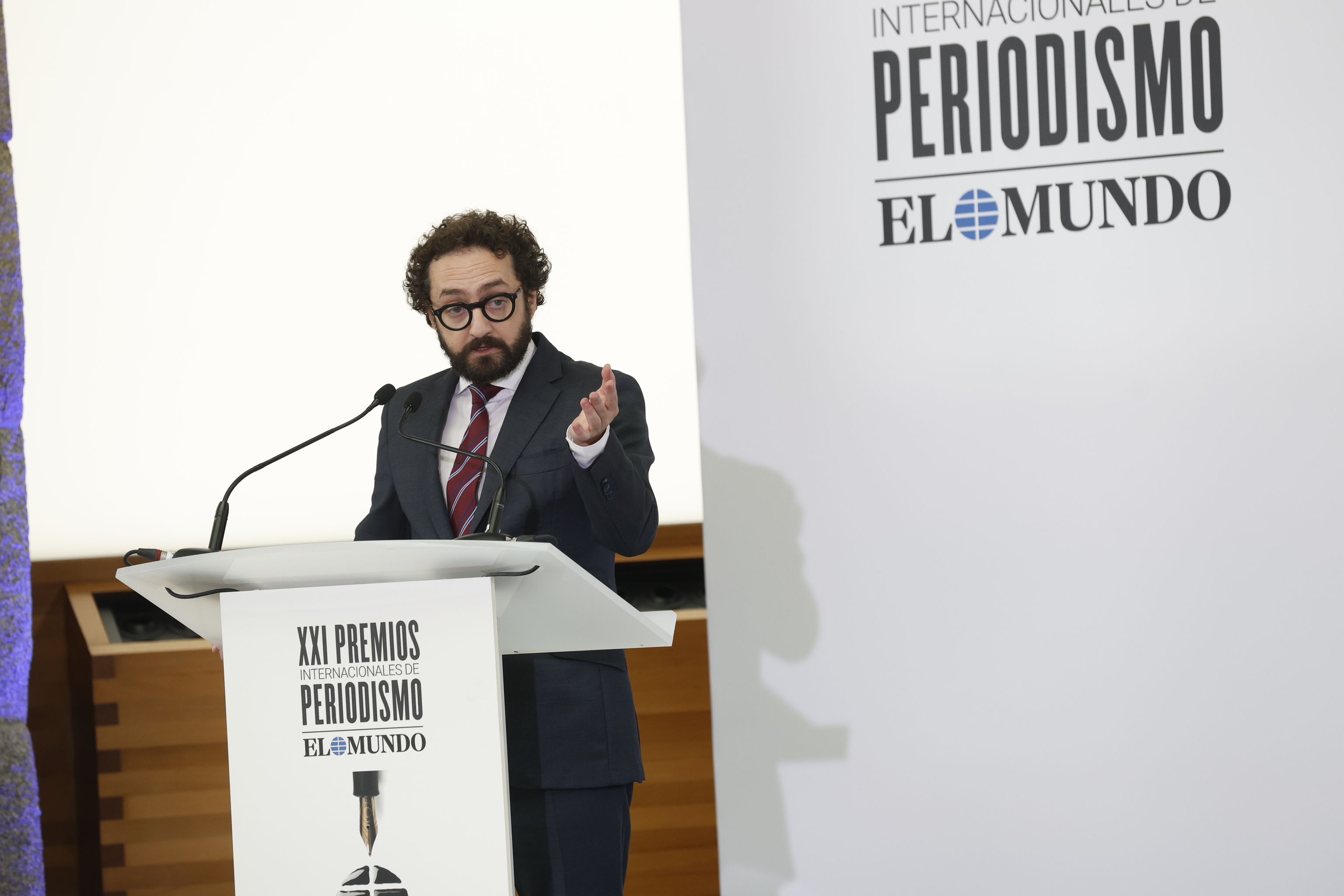 Joaquín Manso, director de EL MUNDO, durante su discurso en los XXI Premios Internacionales de Periodismo.