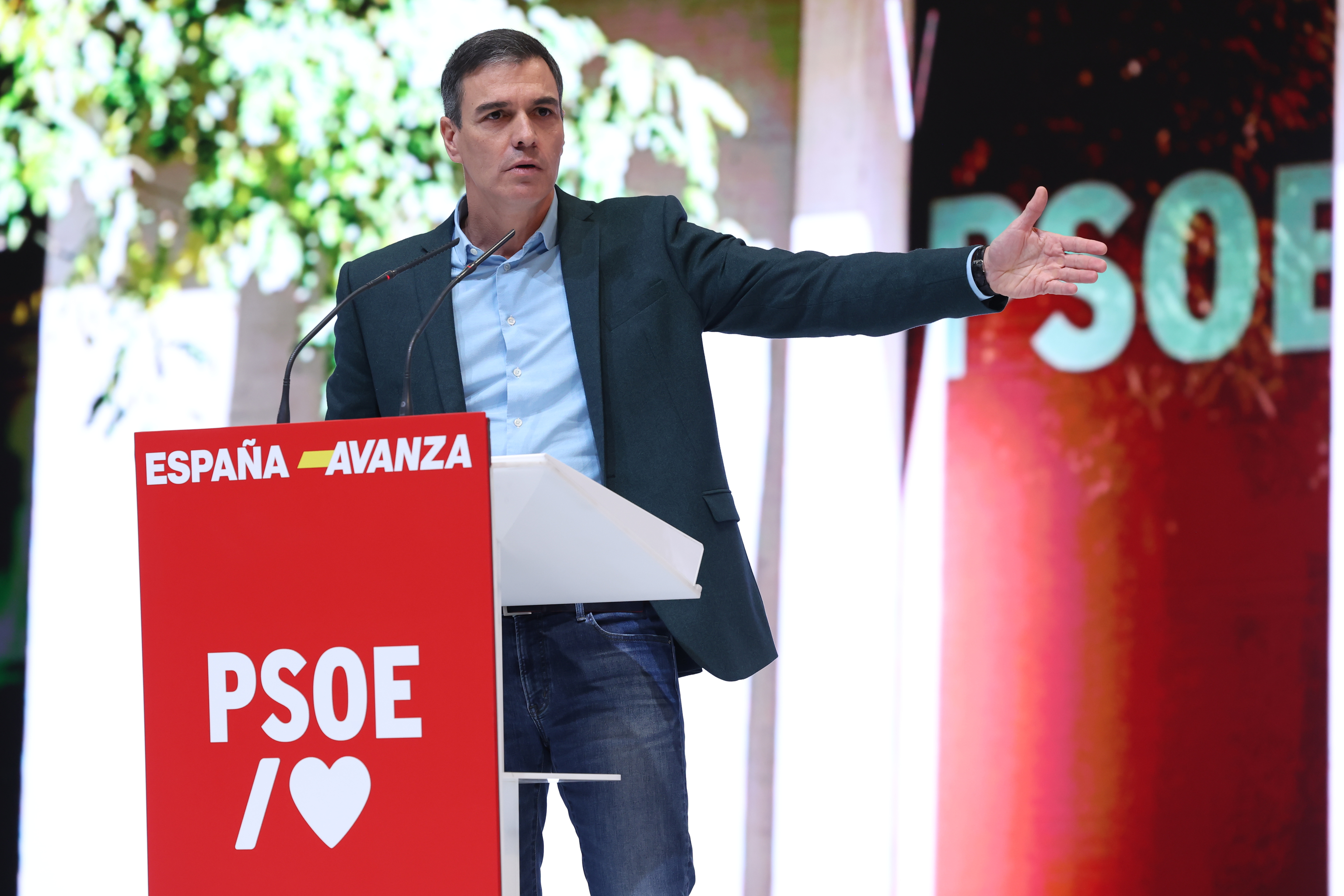 El secretario general del PSOE y presidente del Gobierno, Pedro Sánchez, durante un mitín.