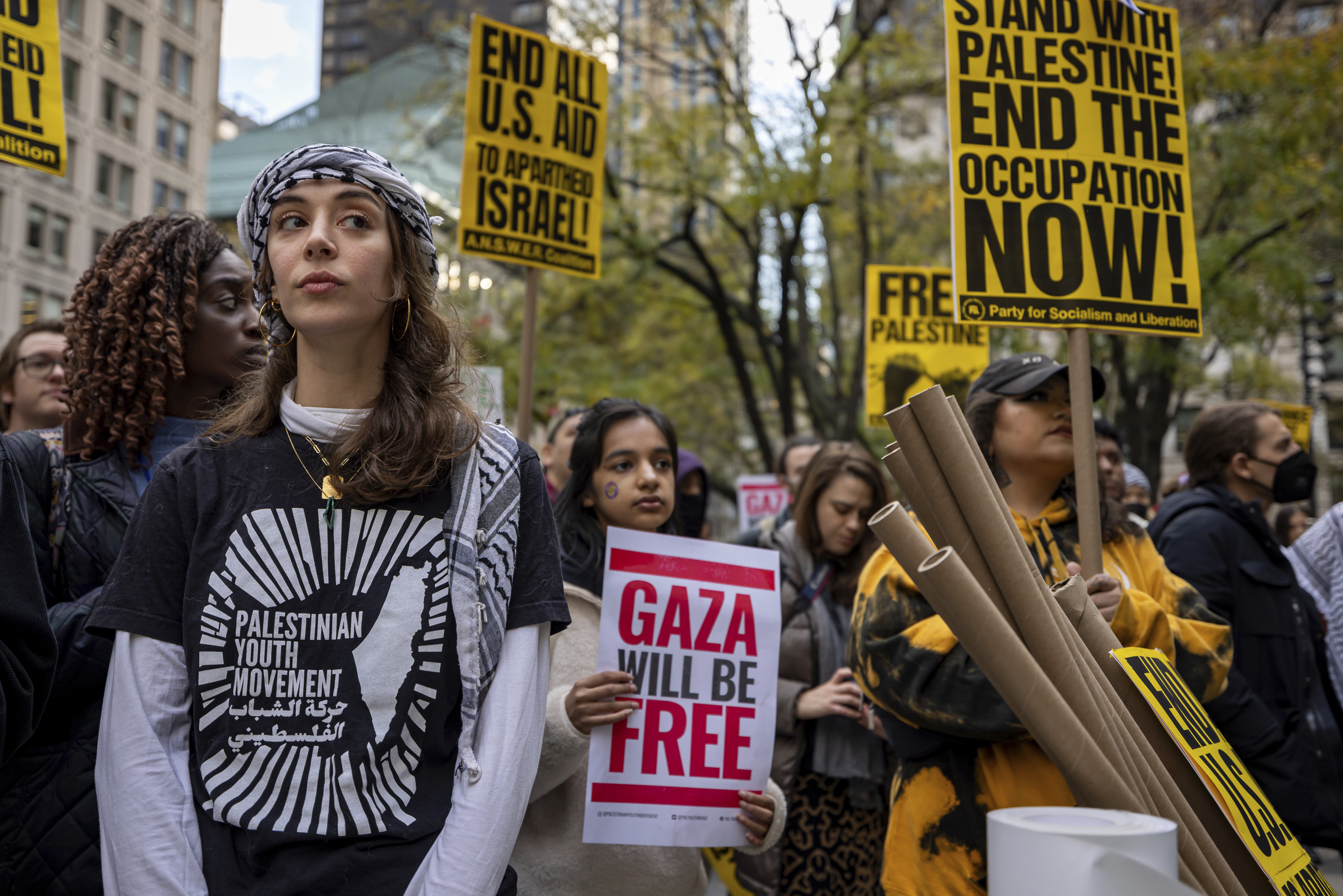 Detalle de la manifestación contra Israel celebrada en Nueva York el pasado 9 de noviembre.