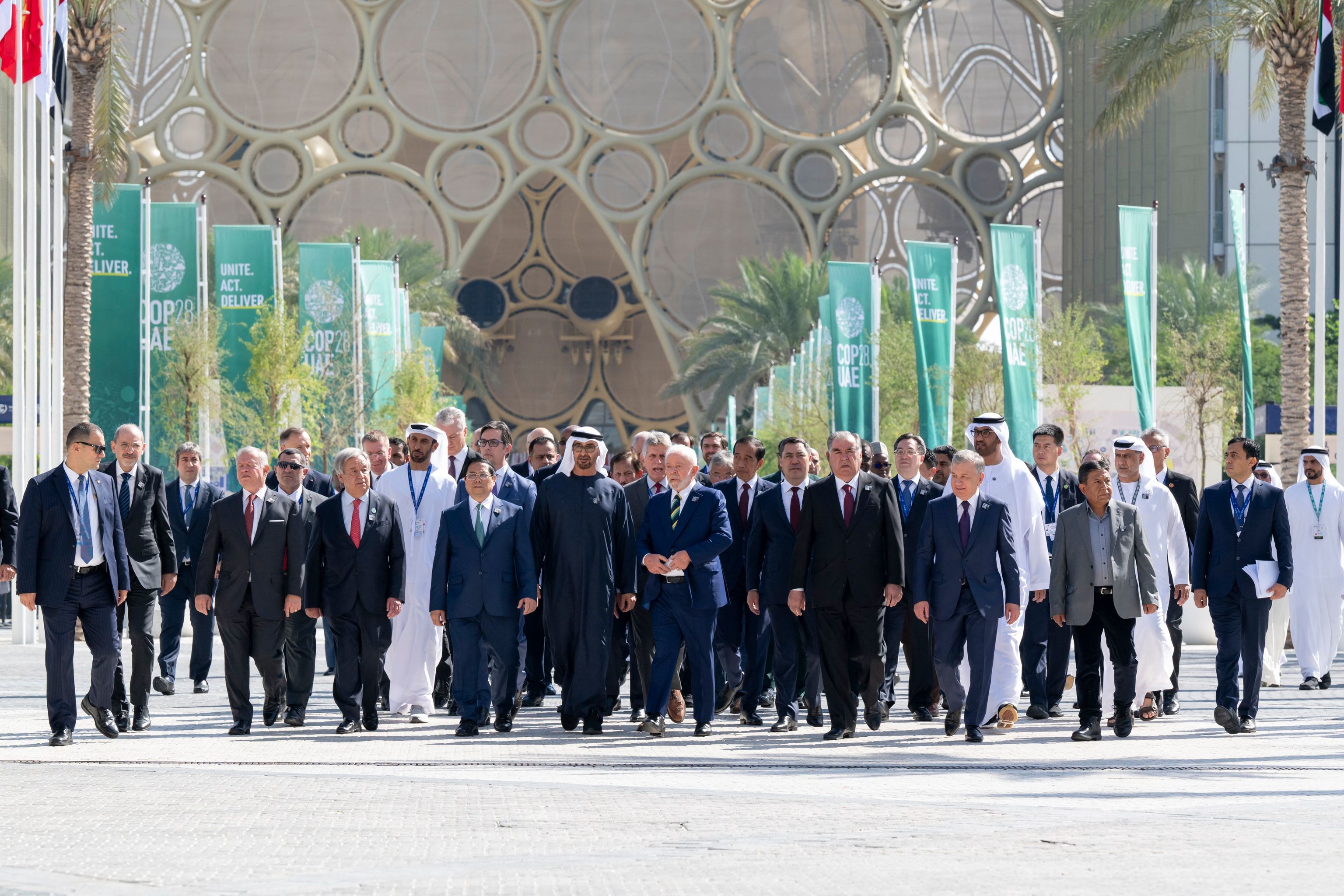 Foto de los líderes mundiales en la Cumbre del Clima.