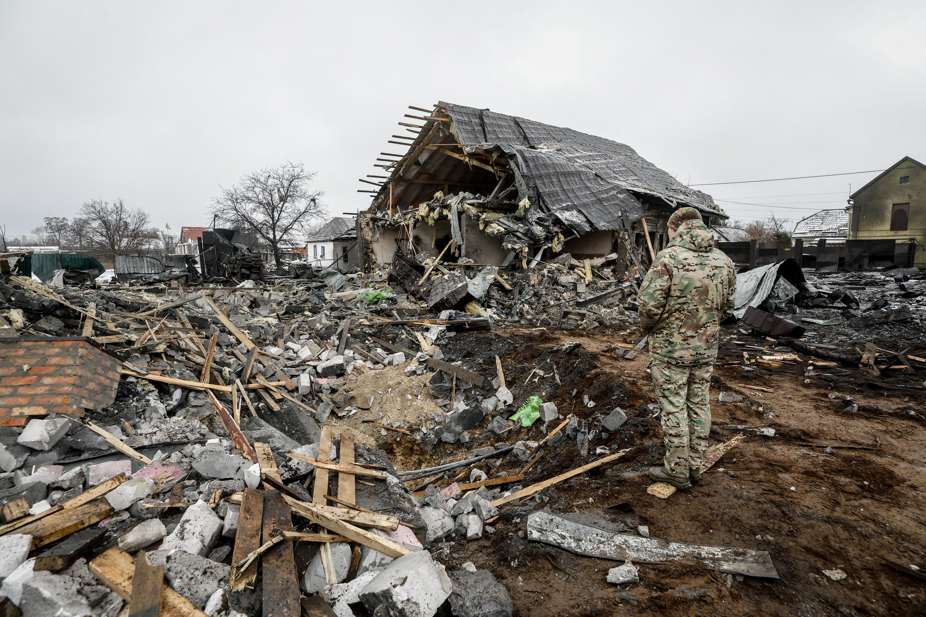 Destrucción tras un bombardeo ruso en Kiev.