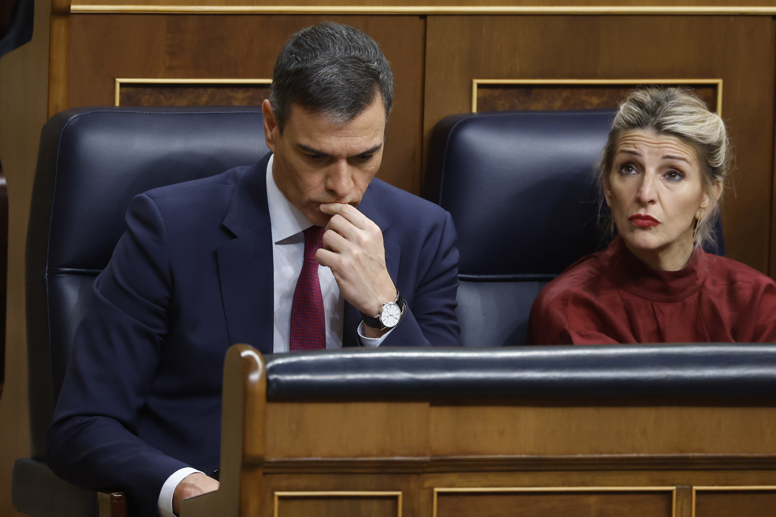 Pedro Snchez y Yolanda Daz, el mircoles, en el Congreso de los Diputados.
