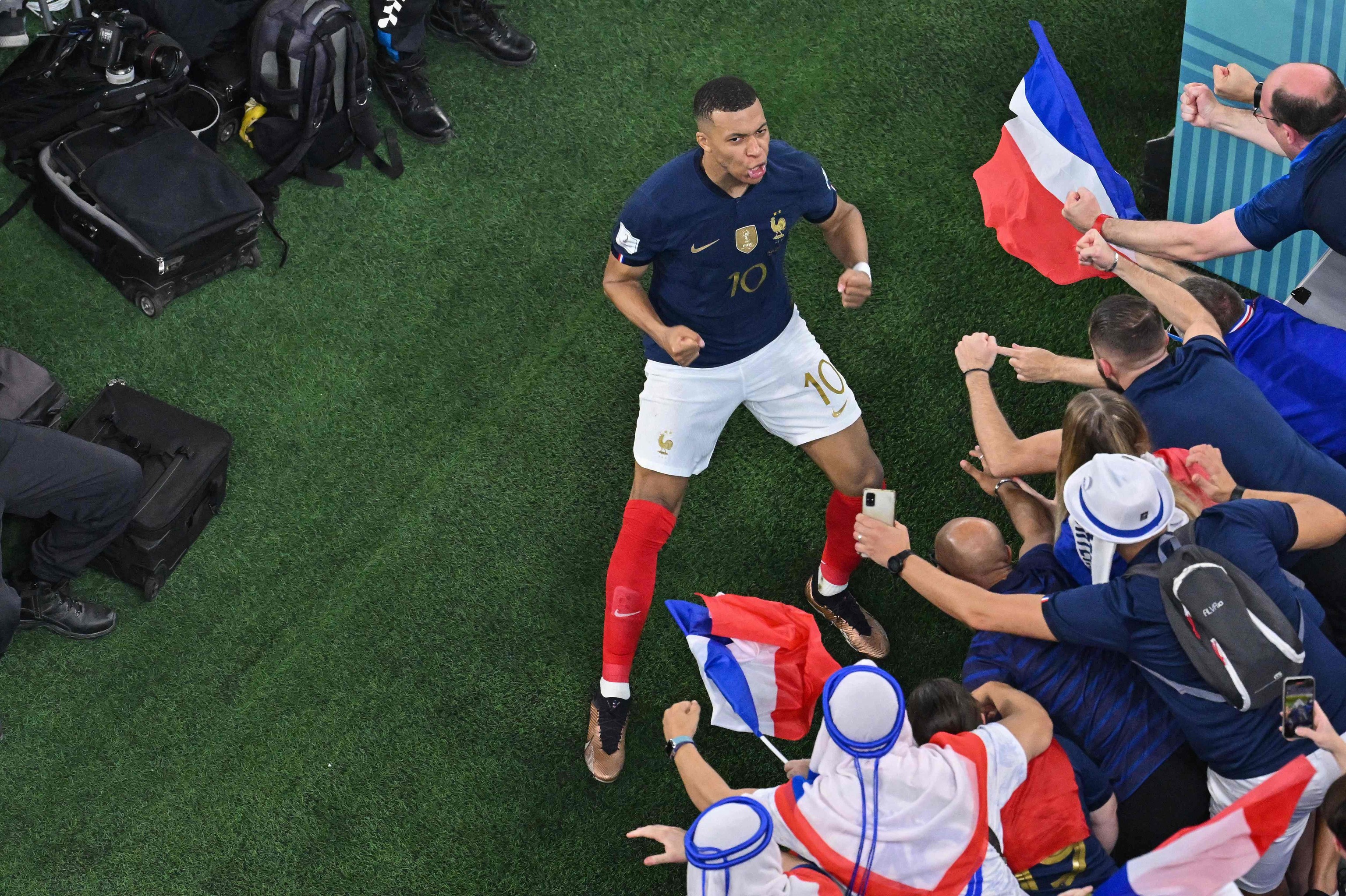 Mbapp celebra un gol en la final del Mundial.