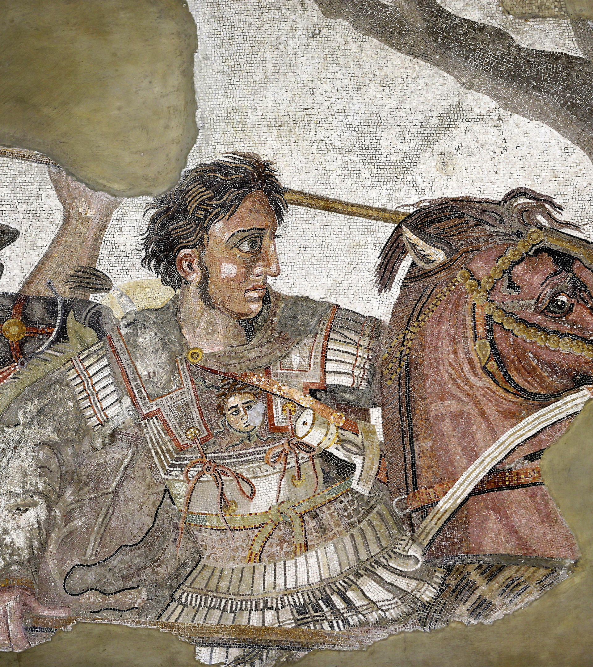Alejandro Magno representado en un mosaico romano.
