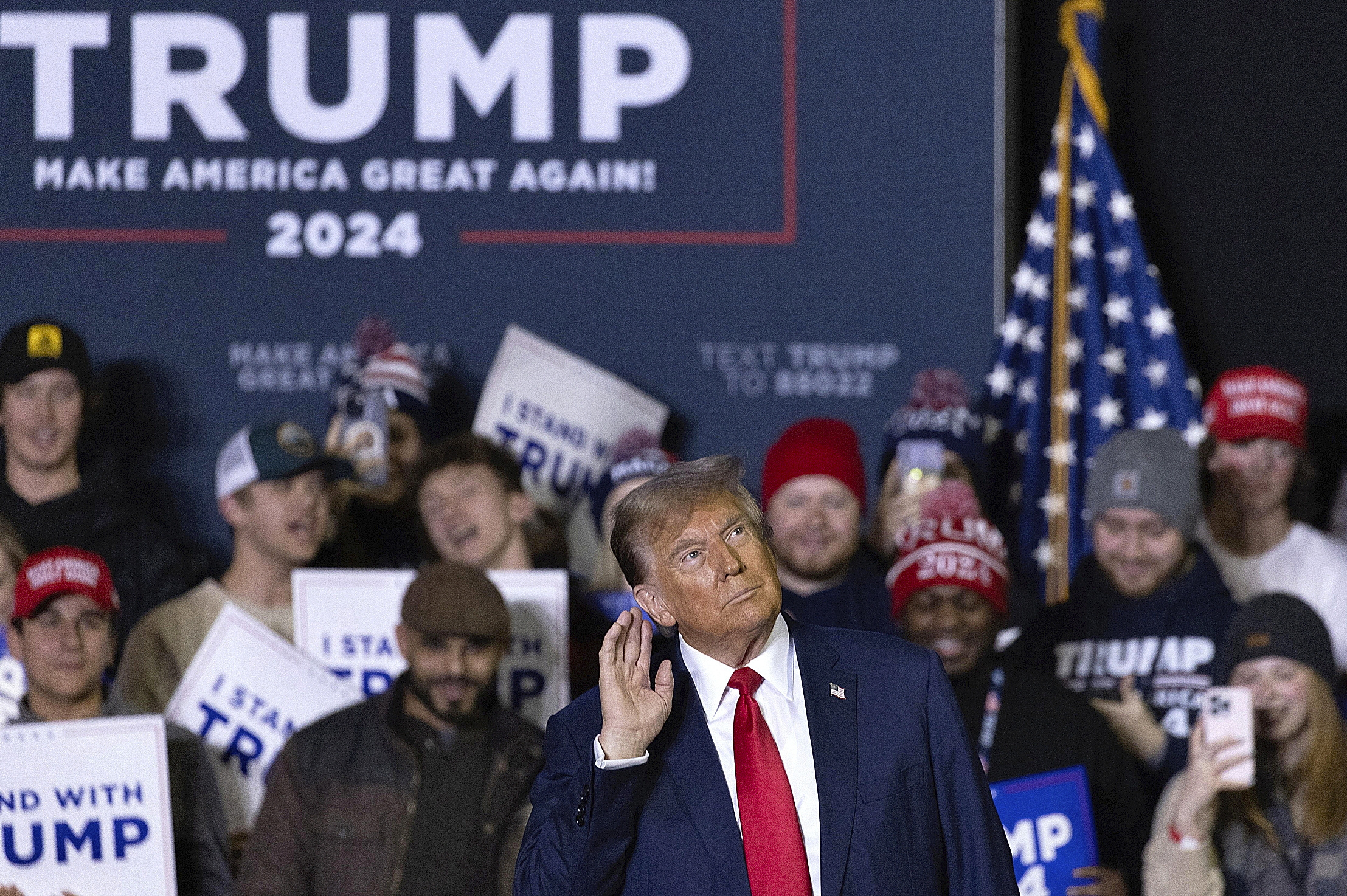 Donald Trump, en un mitin en Manchester (New Hampshire).