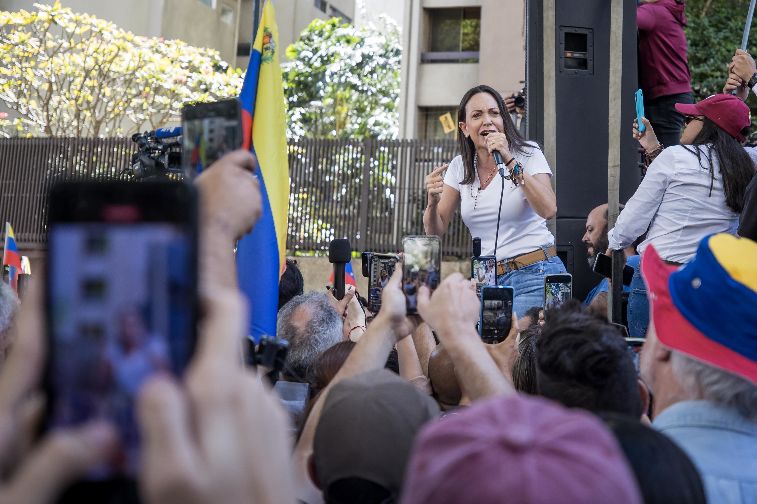 La opositora venezolana Mara Corina Machado, este martes, en Caracas.